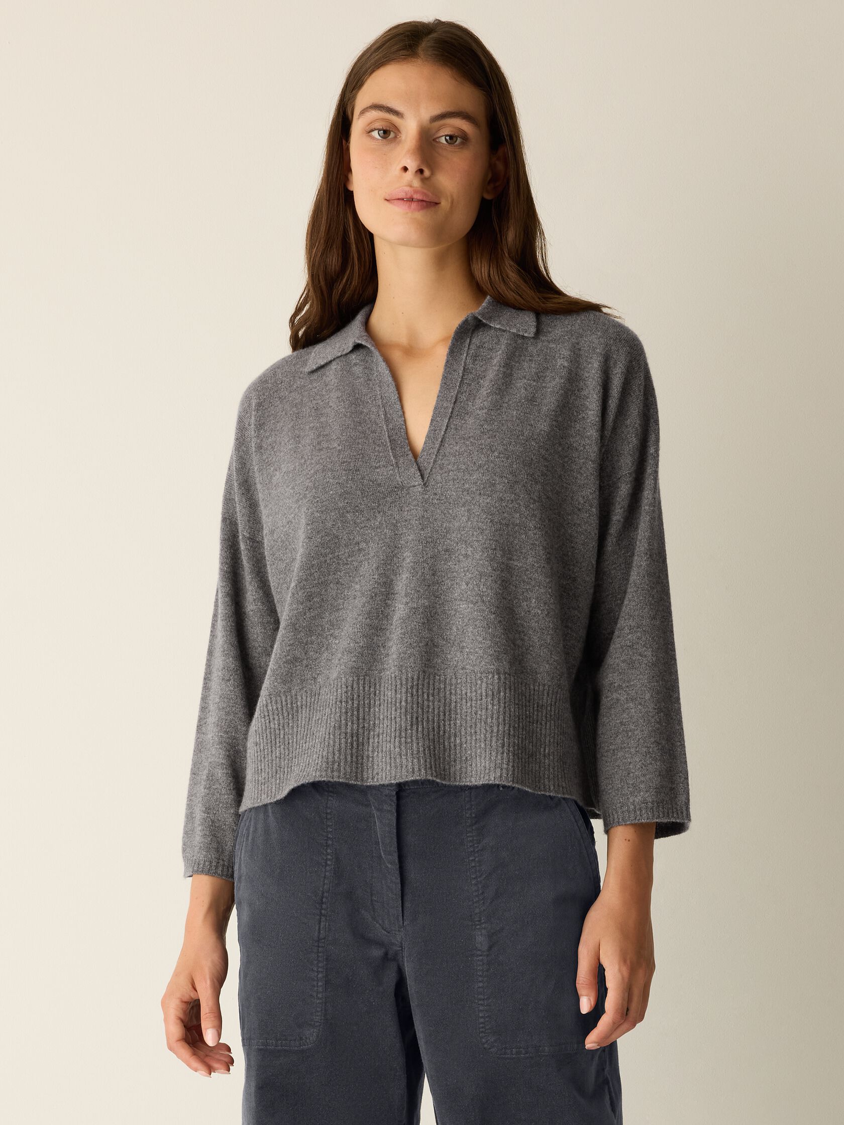 Italian Cashmere Split Neck Top
