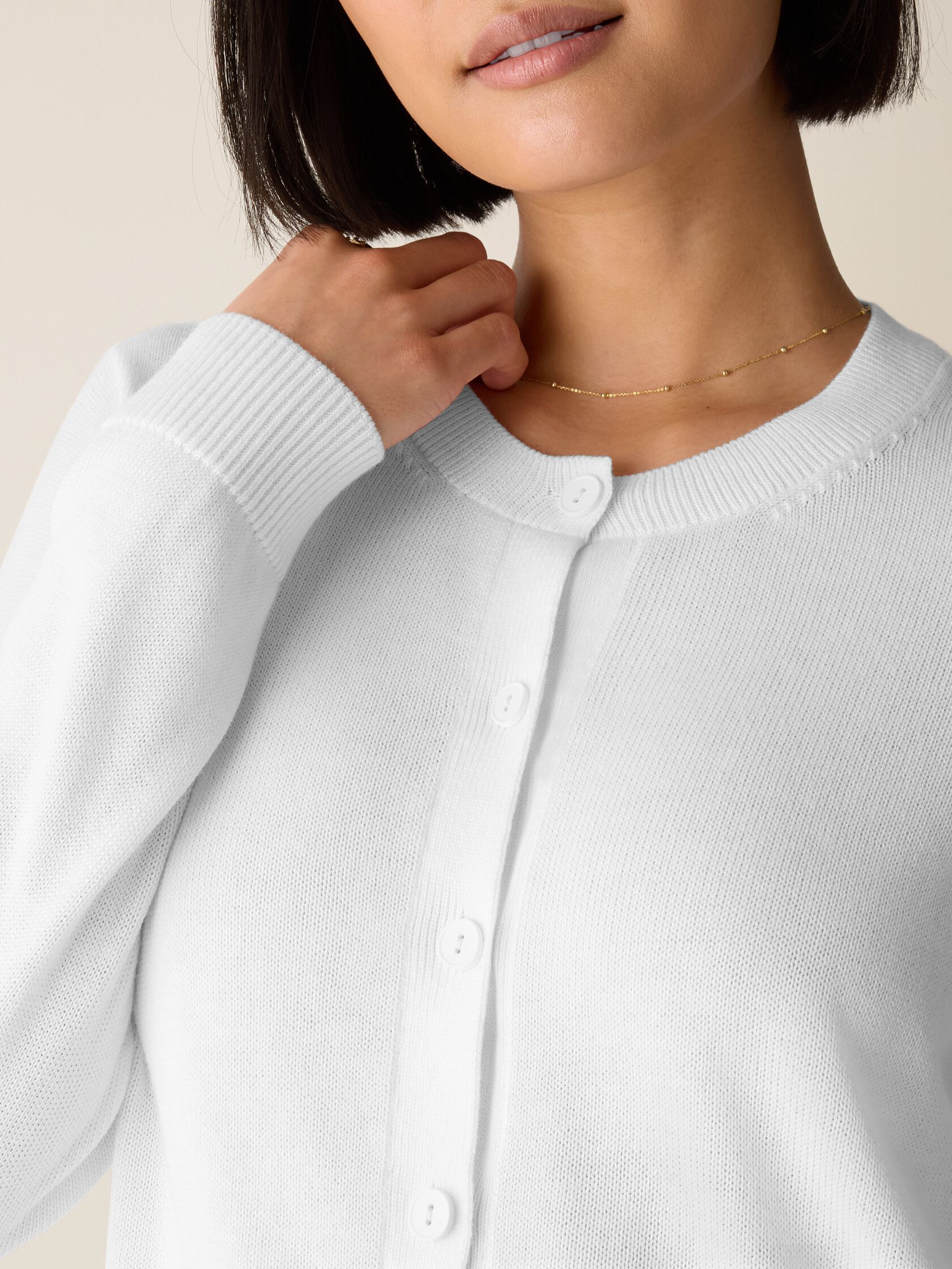 Peruvian Cotton Blend Crew Neck Cardigan