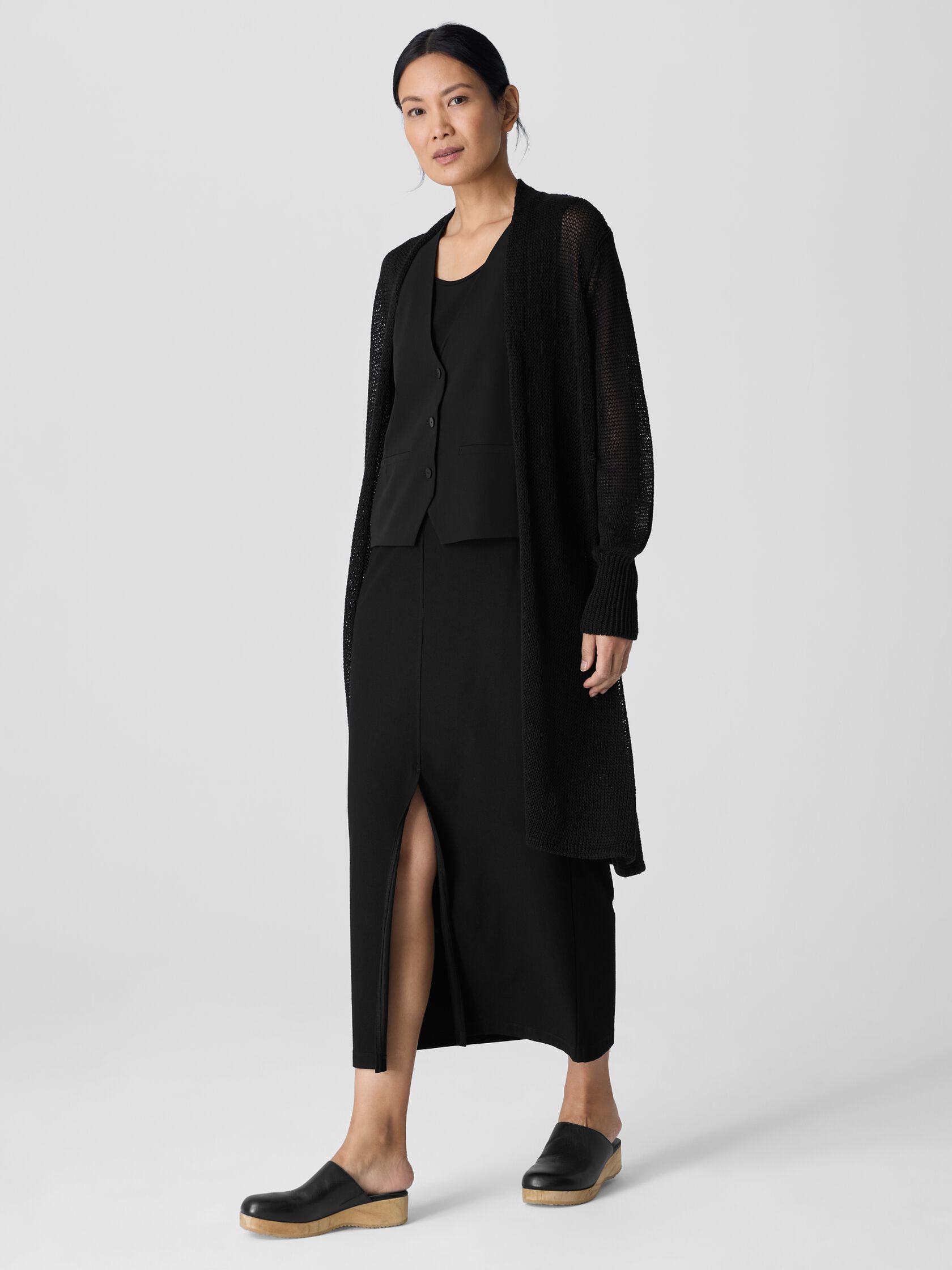 Organic Linen Cotton Cord Long Cardigan