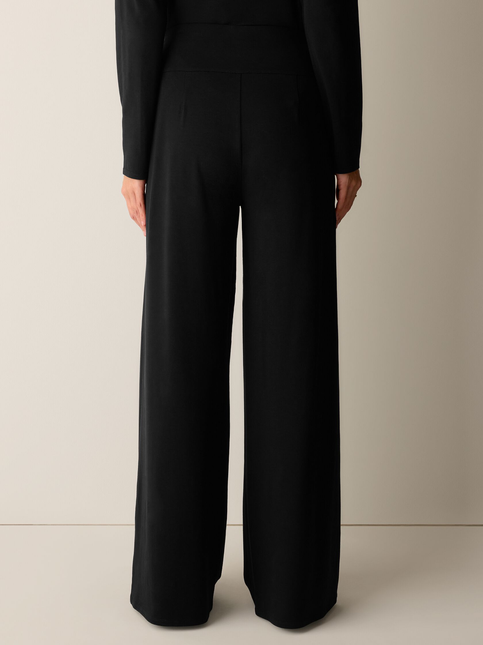 Stretch Jersey Knit Wide-Leg Pant