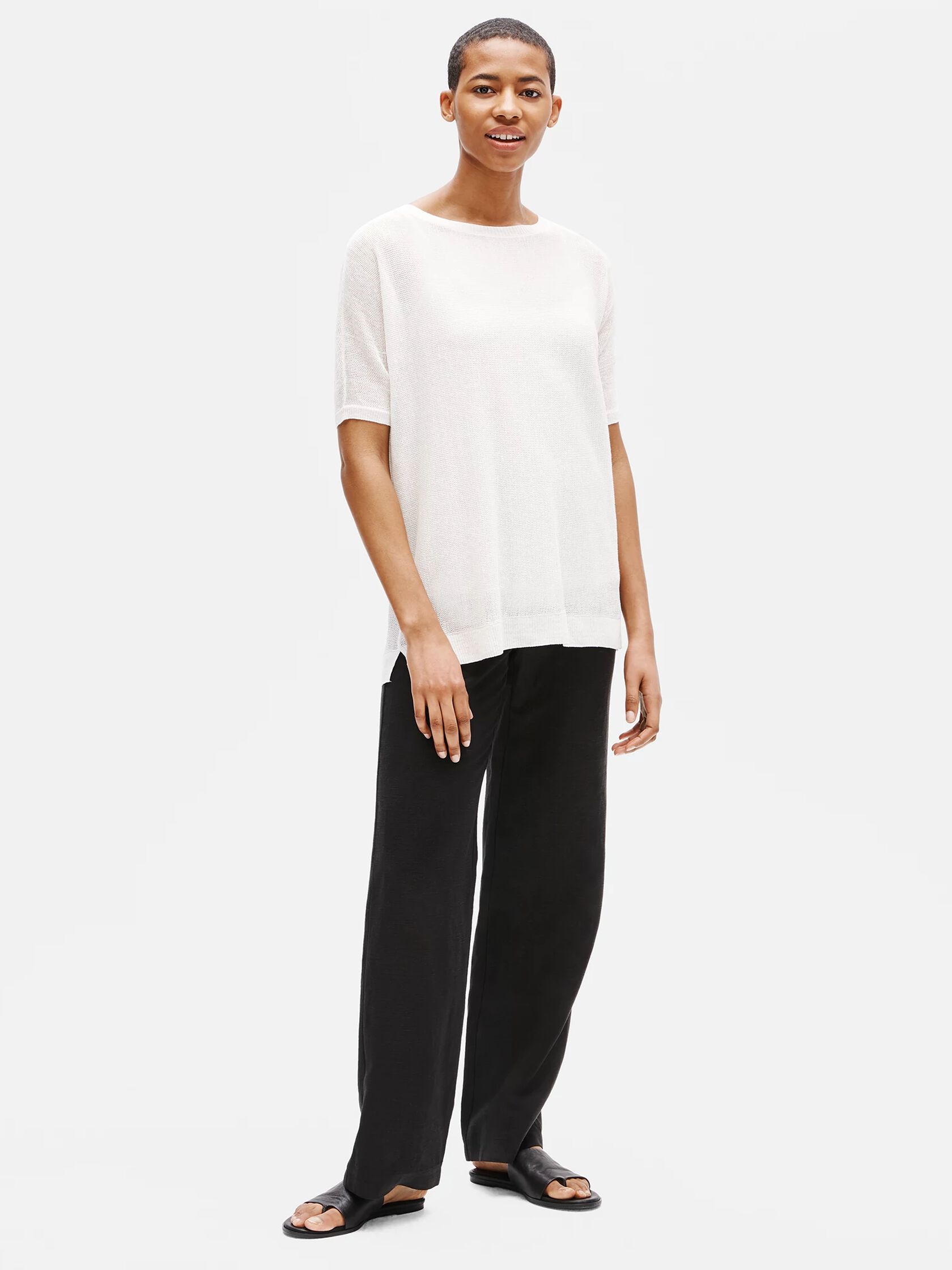 Organic Linen Crepe Bateau Neck Tunic