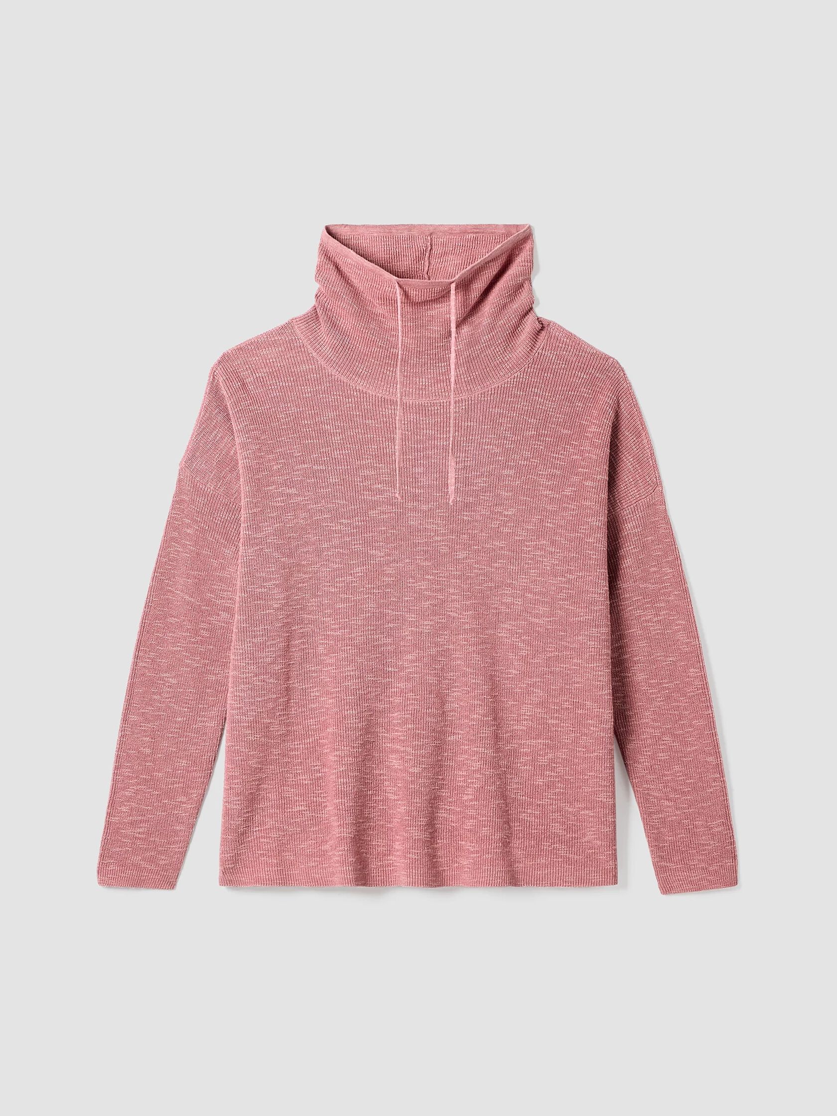 Organic Linen Cotton Slub Funnel Neck Top