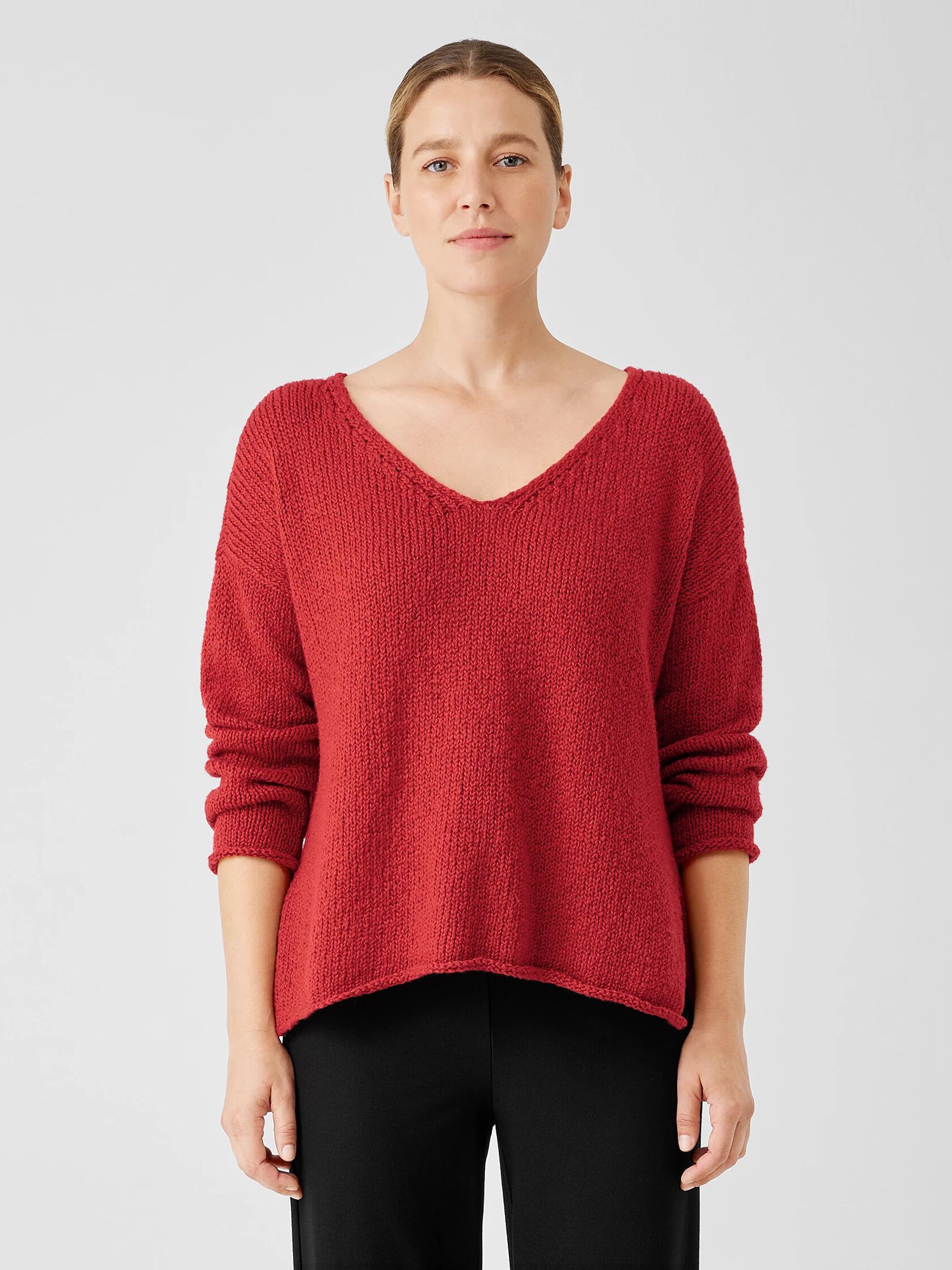 Peruvian Organic Cotton Crimp V-Neck Top