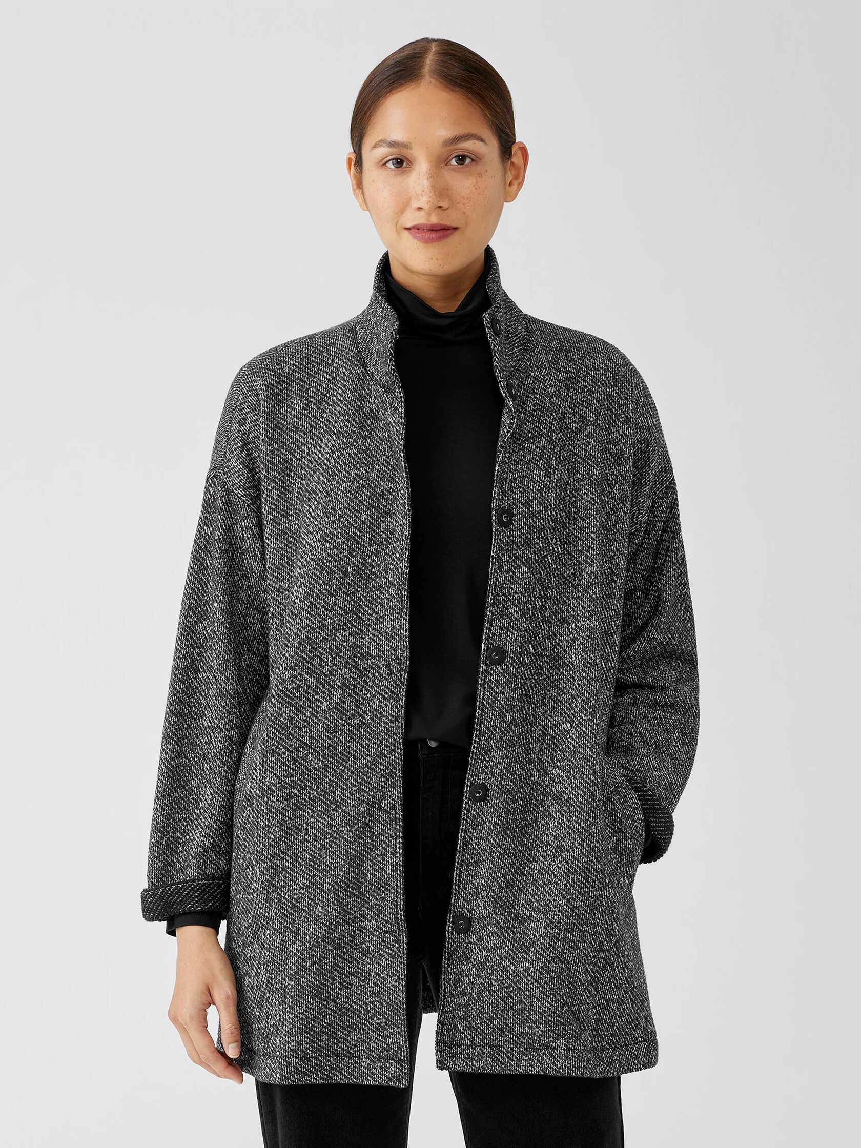 Organic Cotton Terry Stand Collar Jacket | EILEEN FISHER