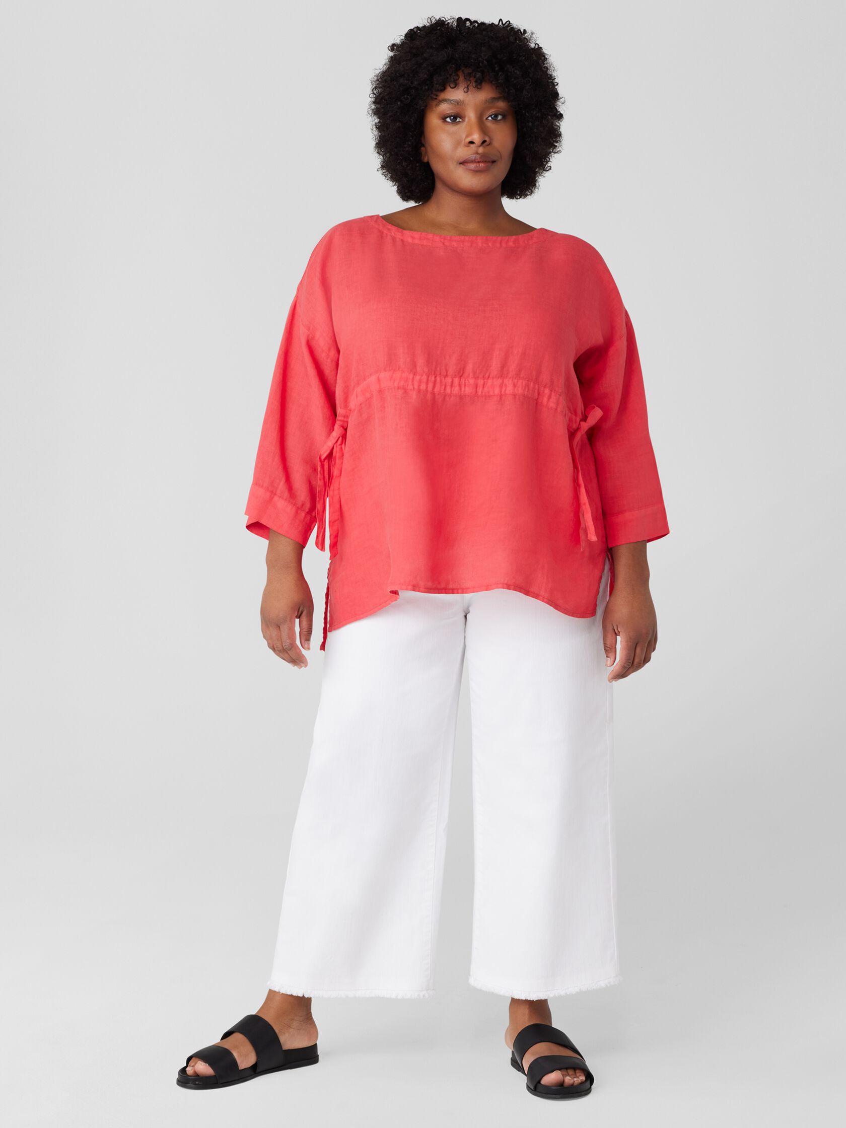 Garment-Dyed Handkerchief Linen Drawstring Top