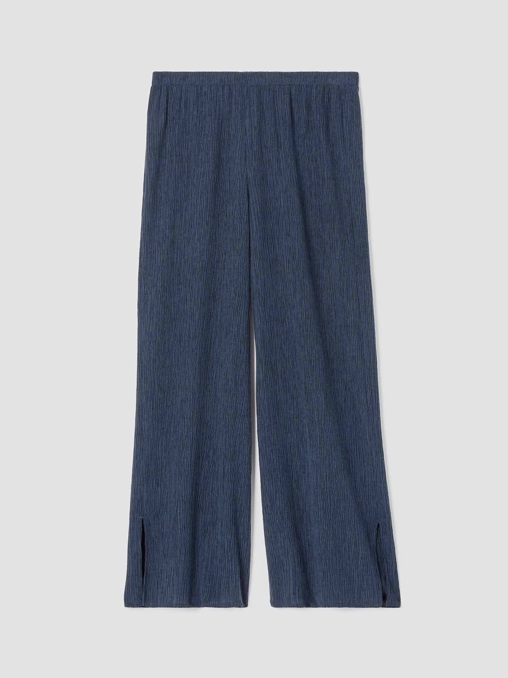 Woven Plissé Wide-Leg Pant