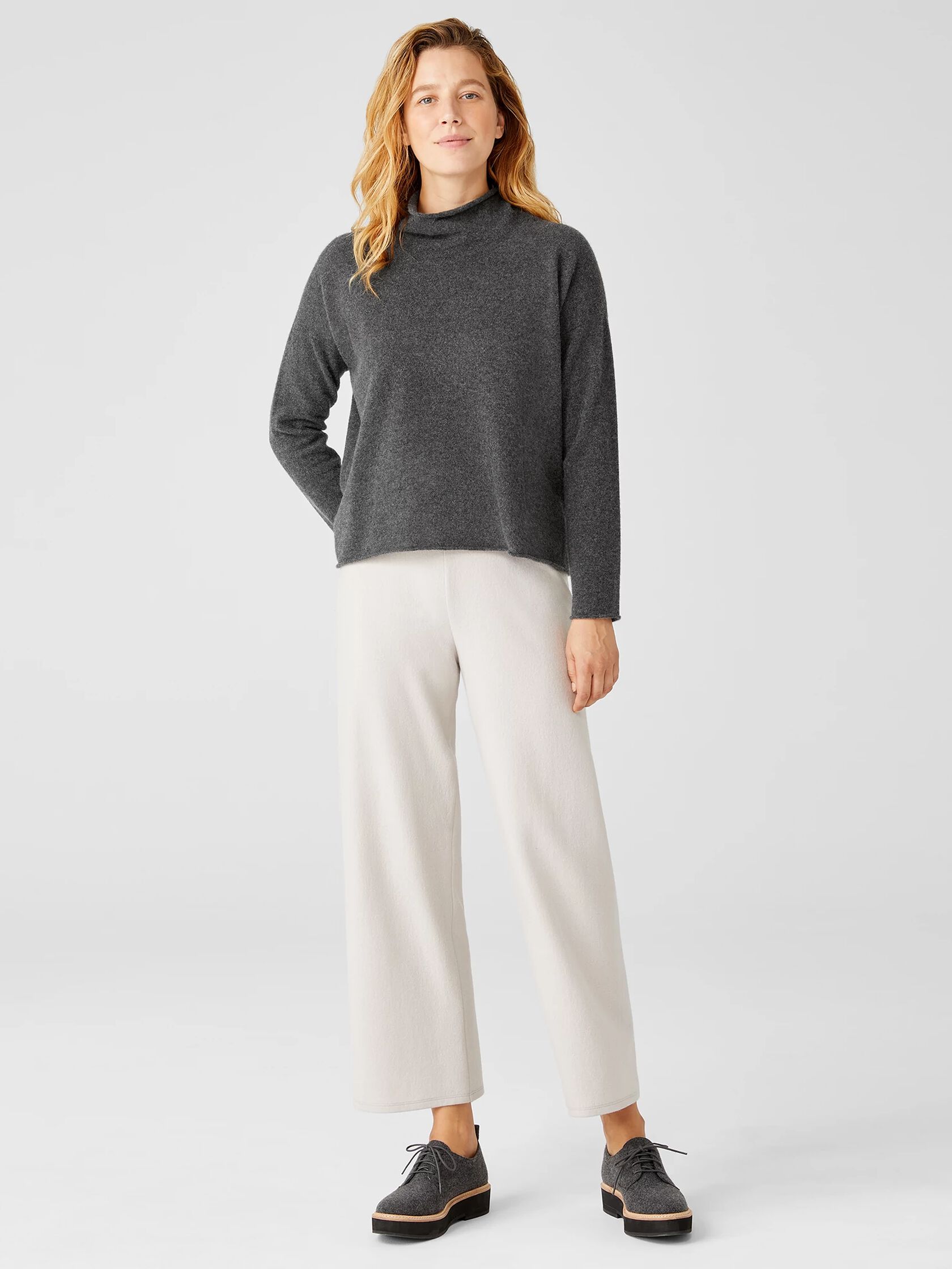 Italian Cashmere Scrunch Neck Top