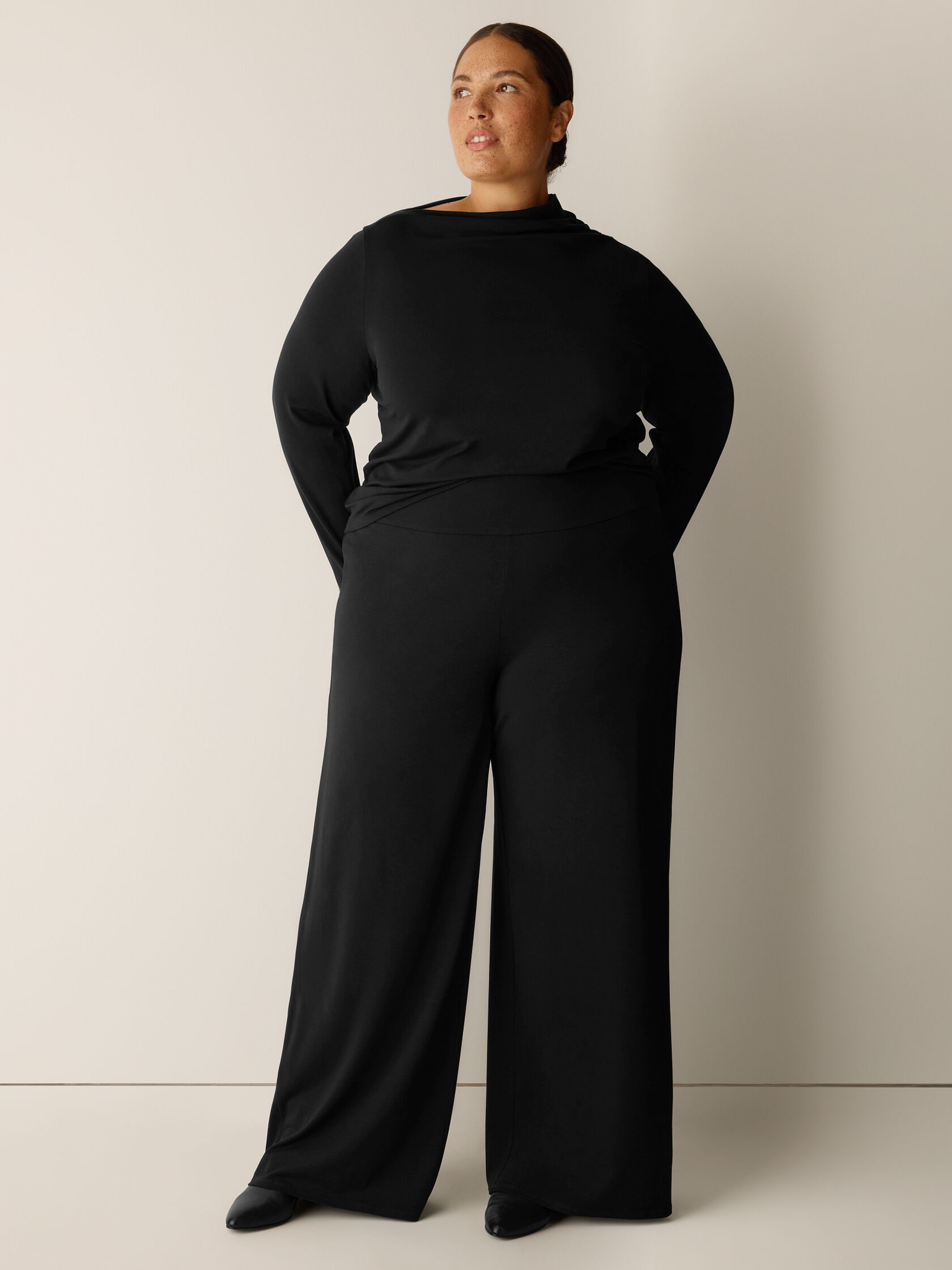 Stretch Jersey Knit Wide-Leg Pant