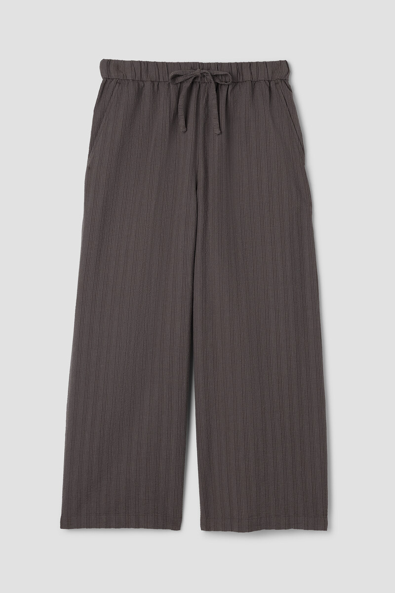 Cotton Blend Stripe Stitch Wide-Leg Pant Cotton Blend Stripe Stitch Wide-Leg Pant
