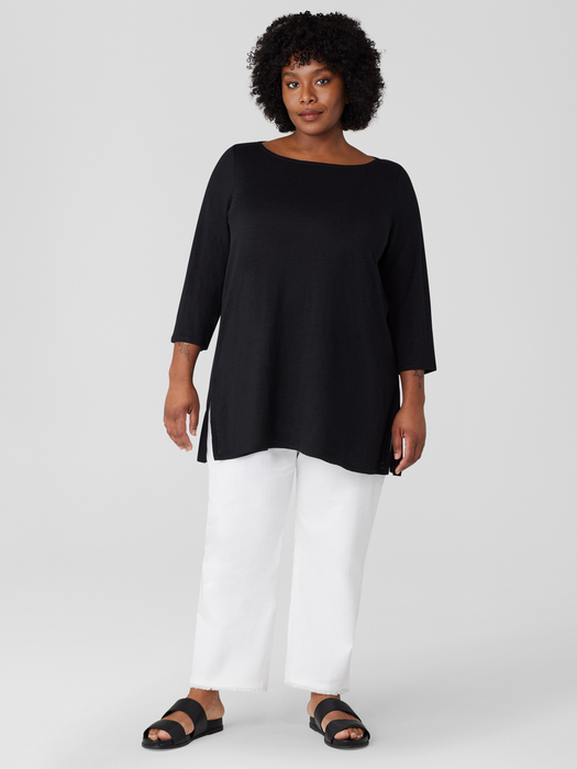 Organic Linen Jersey Bateau Neck Top | EILEEN FISHER