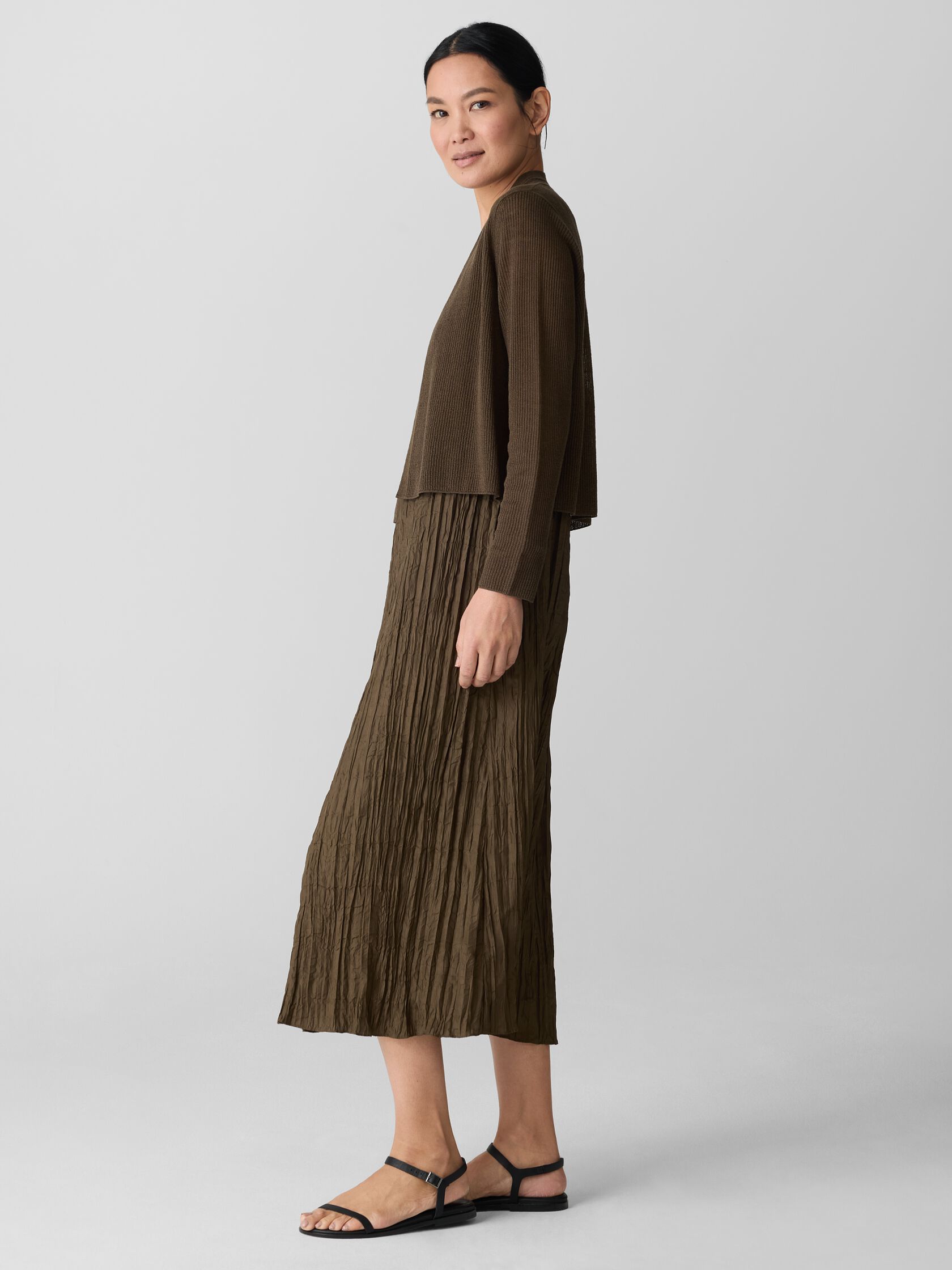 Organic Linen Cotton Cropped Cardigan