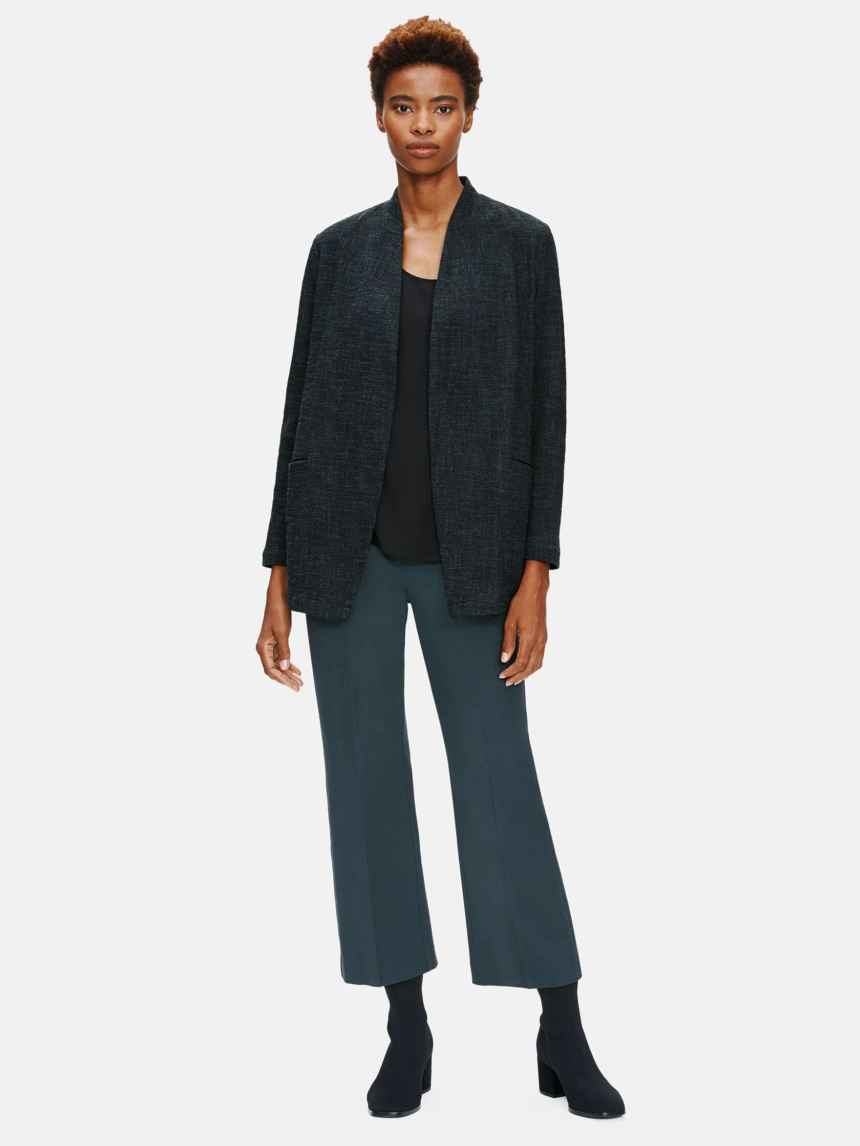 Tweedy Cotton Slub Long Jacket