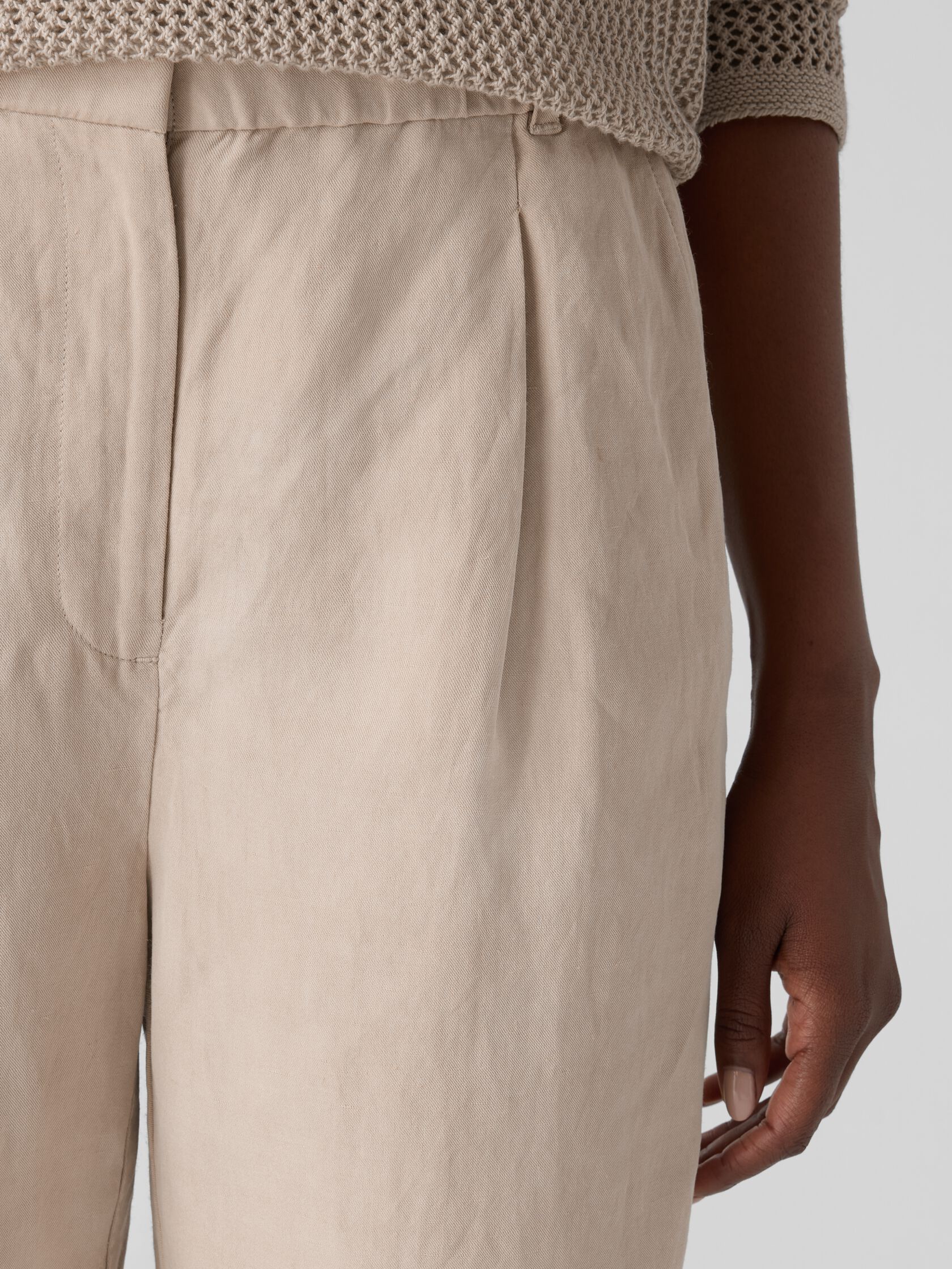 Linen Silk Twill Tapered Pant