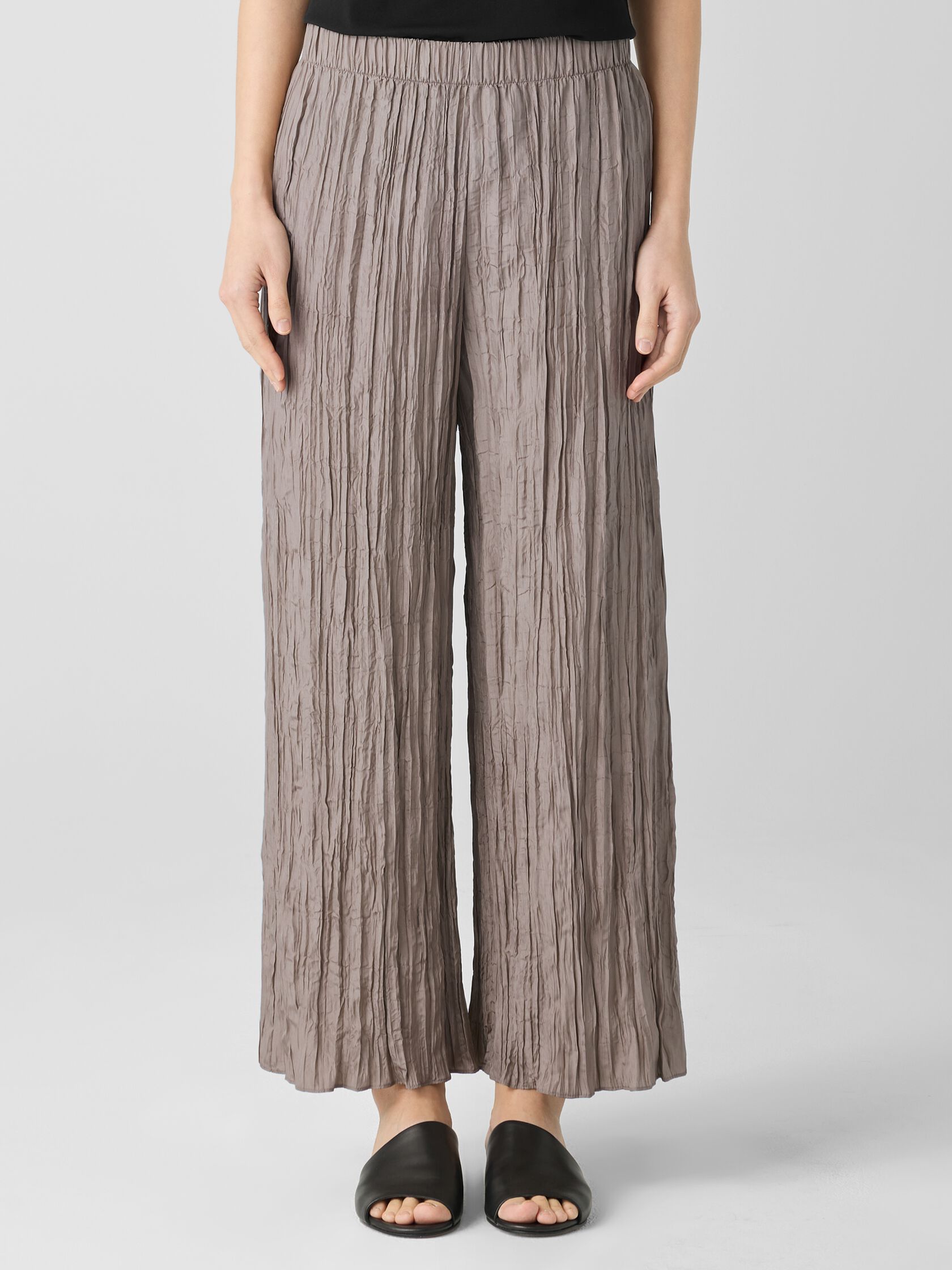 Crushed Silk Wide-Leg Pant