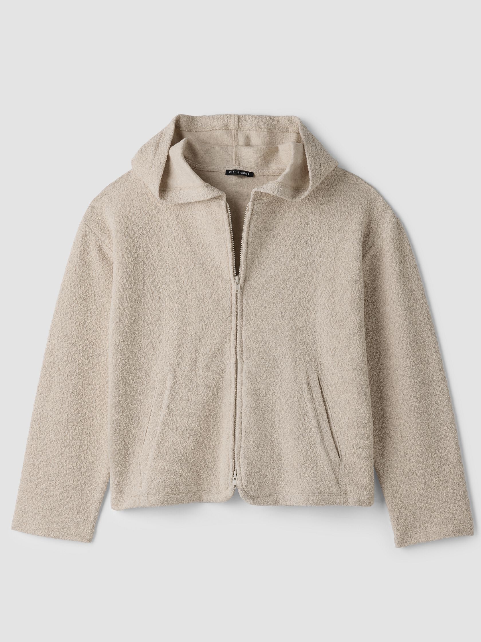 Organic Cotton Boucle Knit Hooded Jacket