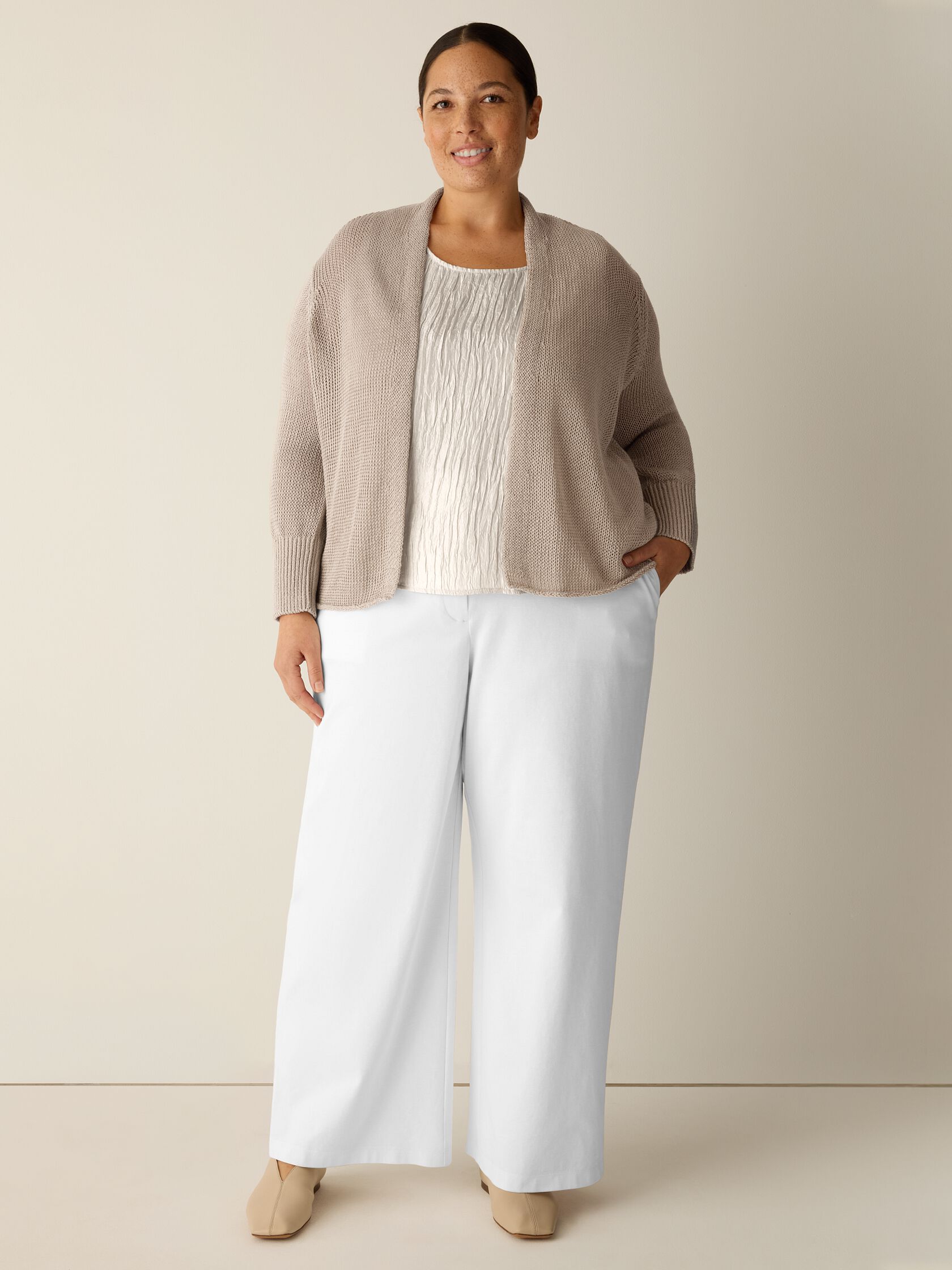 Organic Linen Cotton Cropped Cardigan