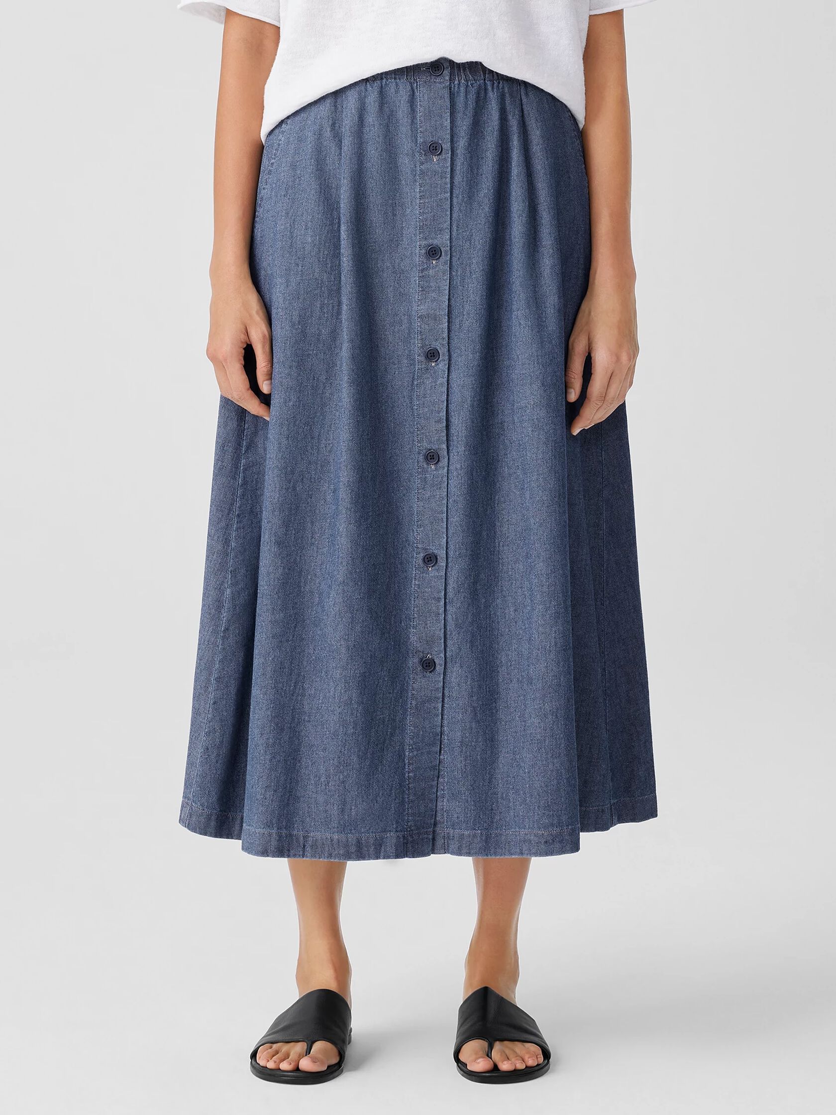 Airy Organic Cotton Twill A-Line Skirt