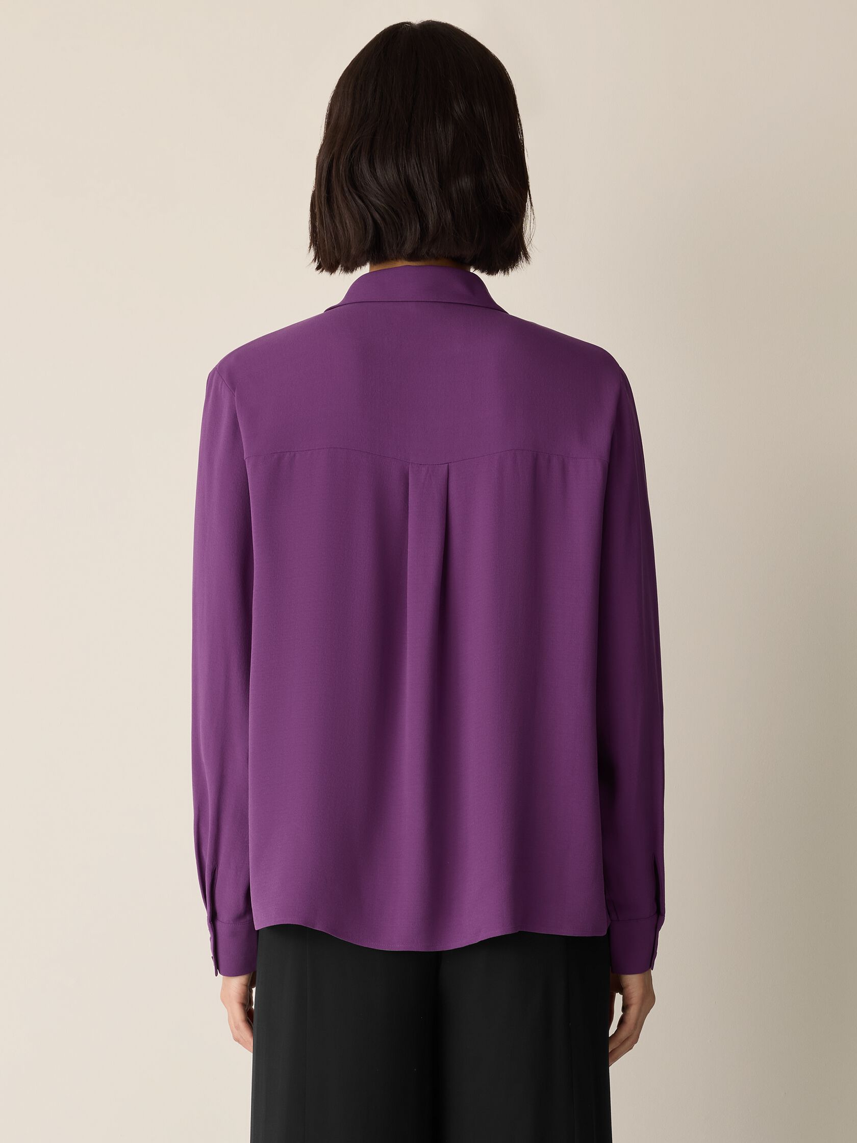 Silk Georgette Crepe Classic Collar Shirt