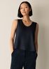 Silk Twill Curved V-Neck Tank