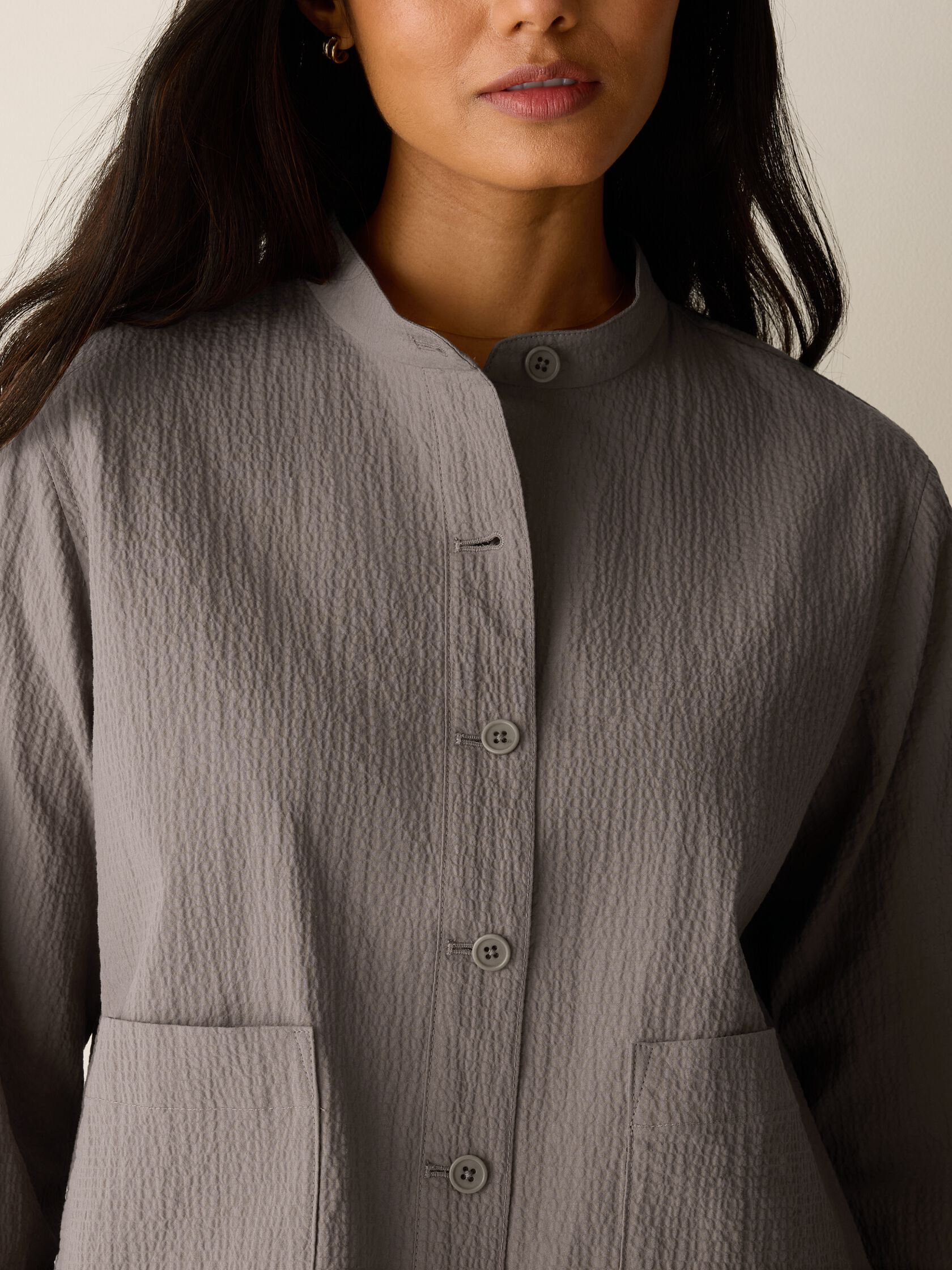 Organic Cotton Pucker Shirt Jacket