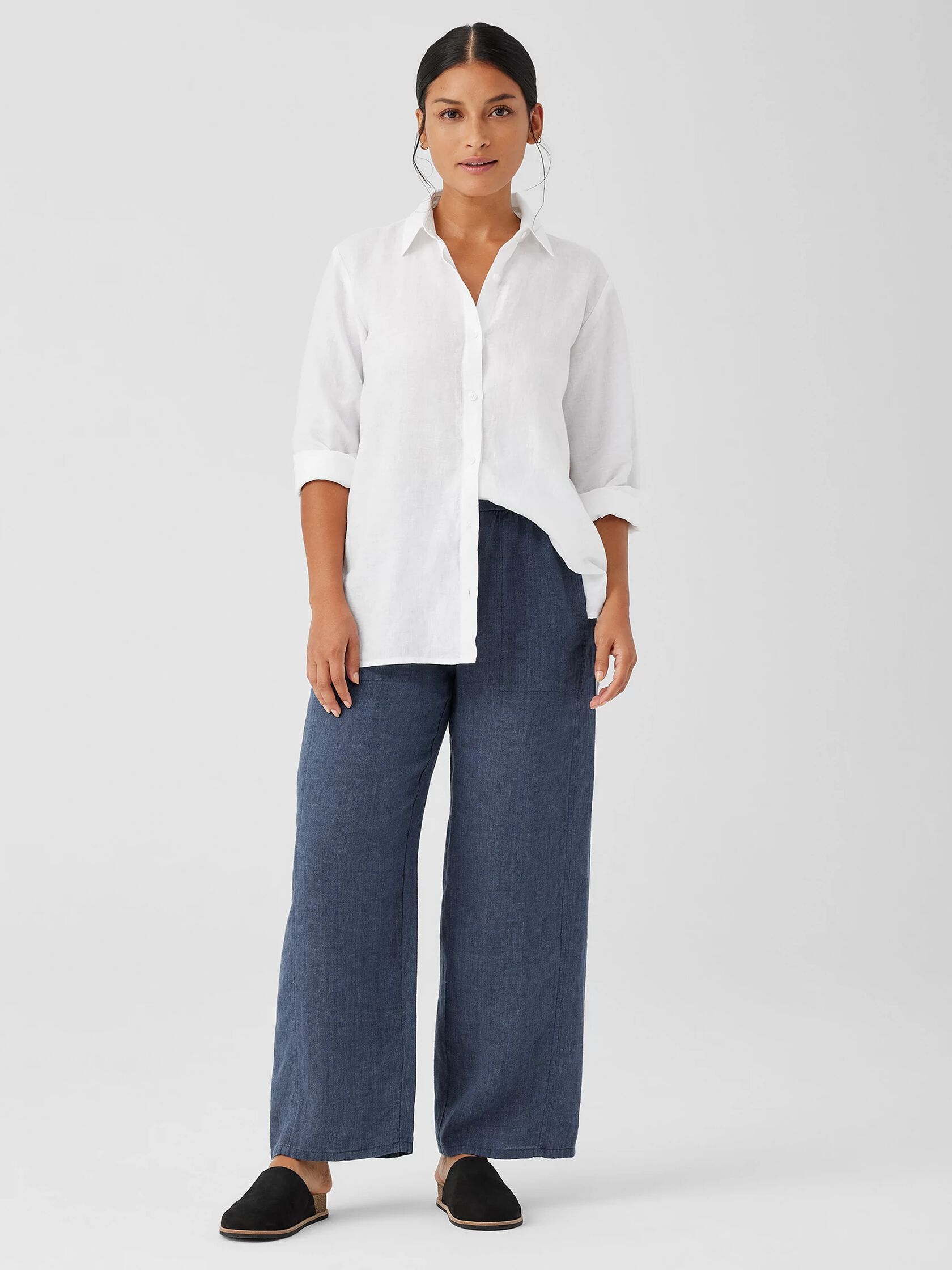 Washed Organic Linen Délavé Wide Trouser Pant