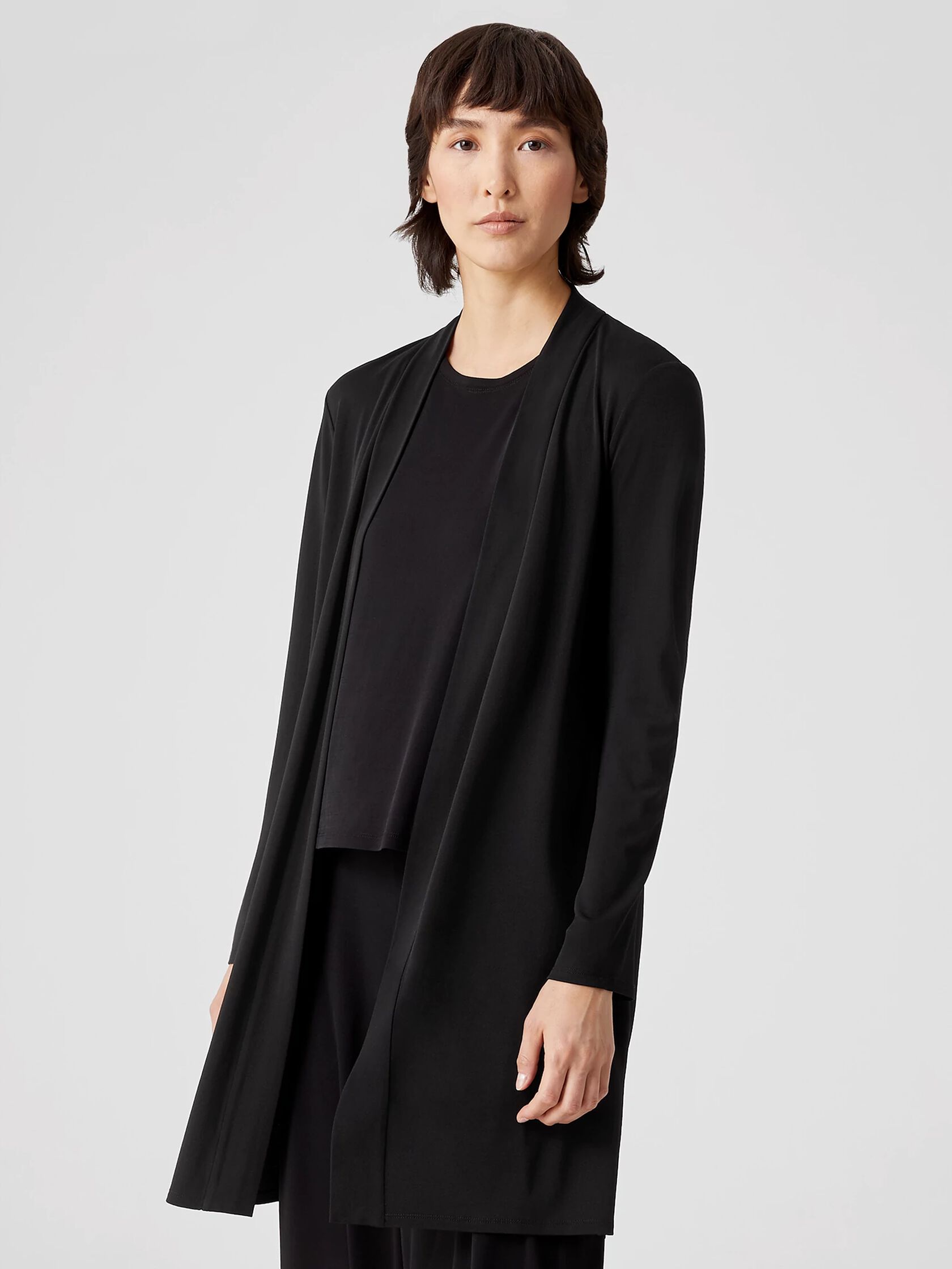 Stretch Silk Jersey High Collar Jacket