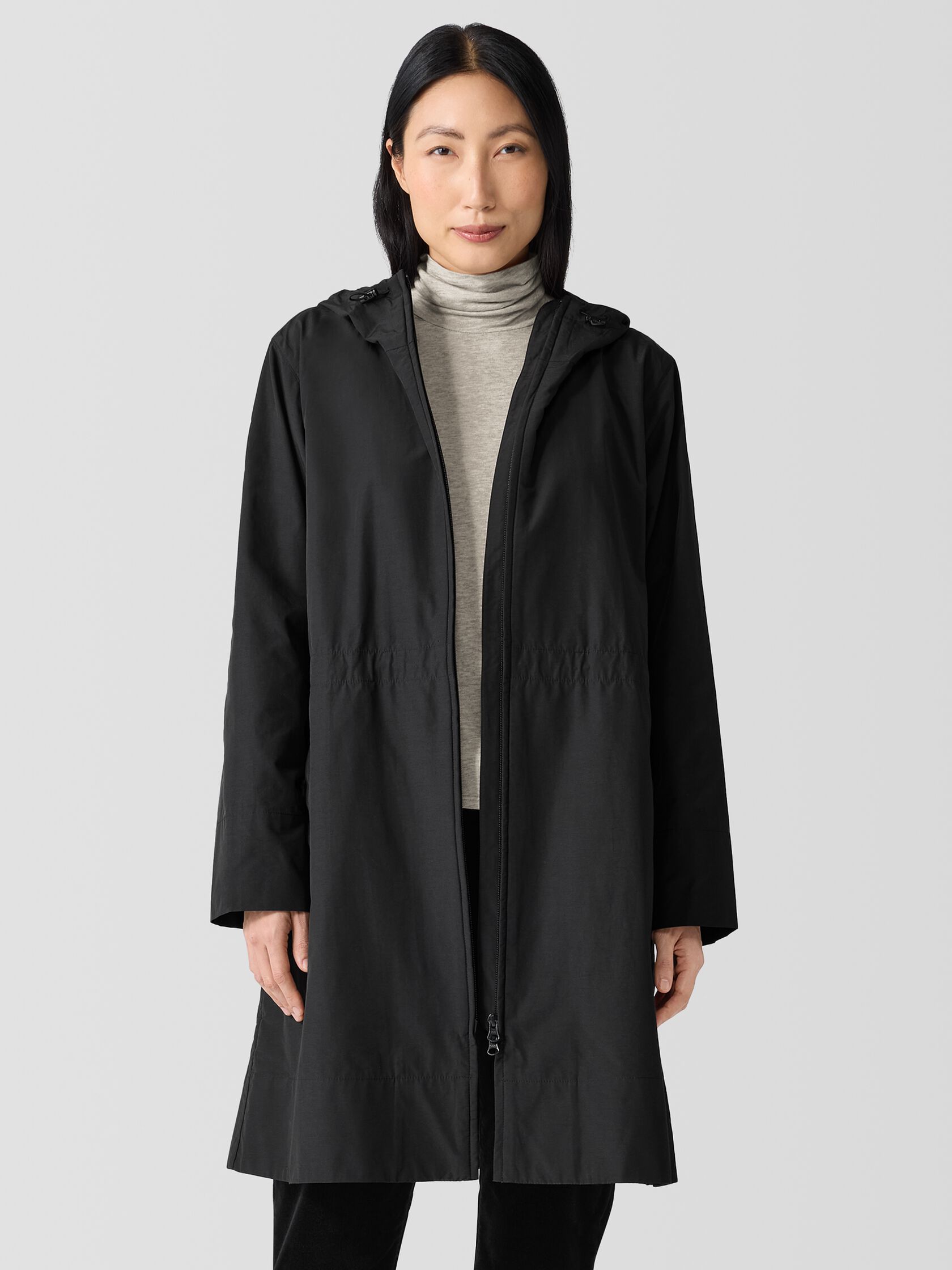Light Cotton Nylon Hooded Coat