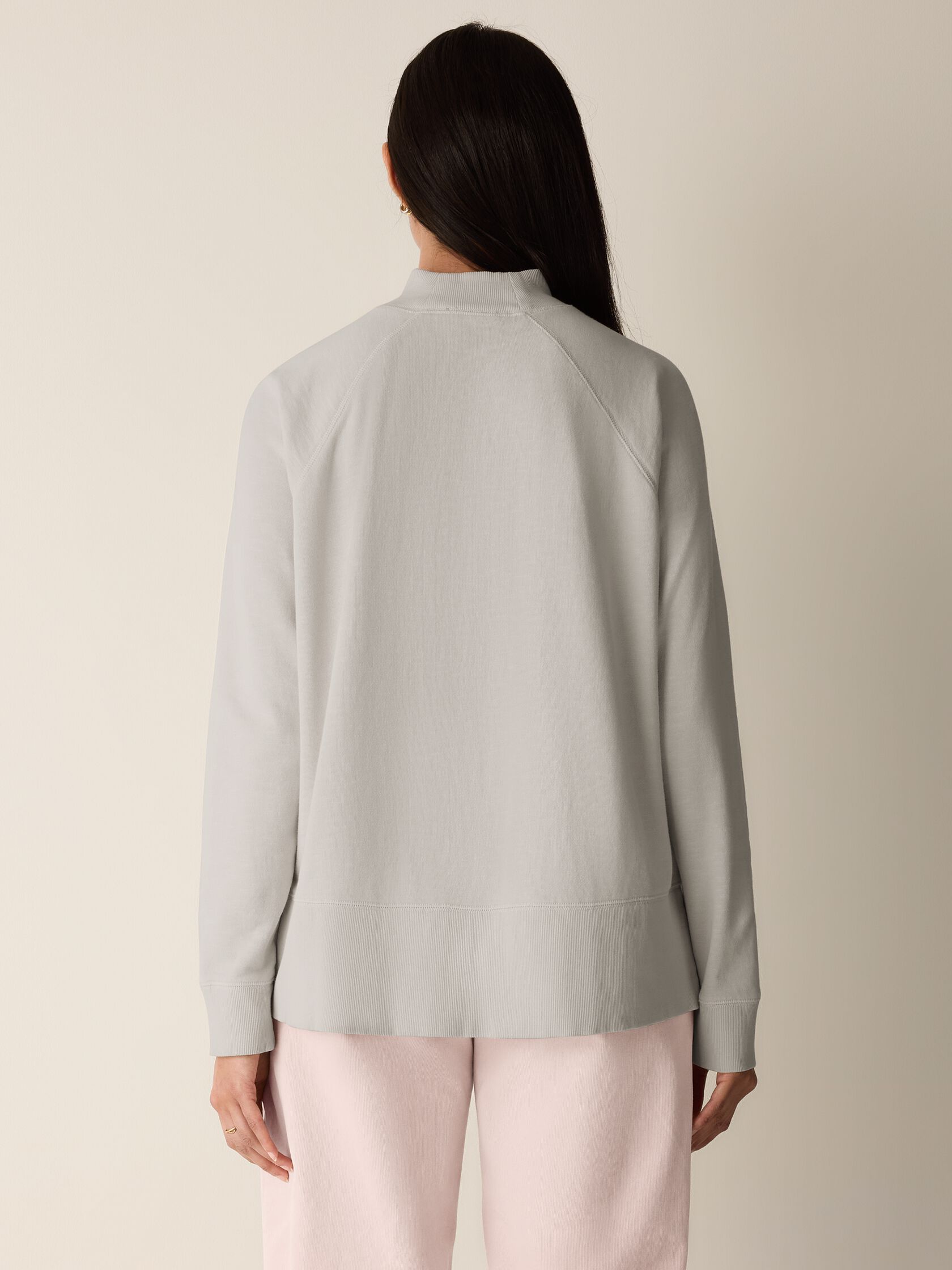 Garment-Dyed Organic Cotton Terry High Neck Top