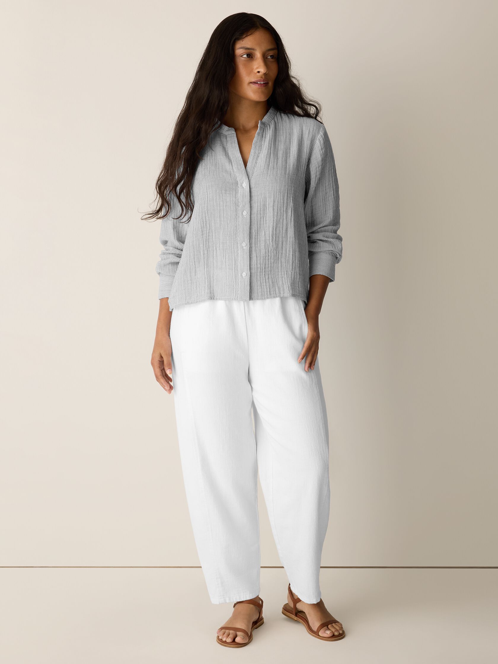 Slubby Organic Cotton Linen Lantern Pant