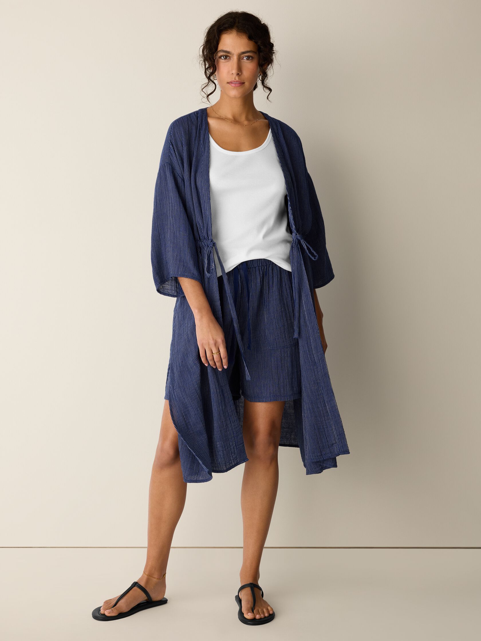 Striped Organic Cotton Gauze Caftan