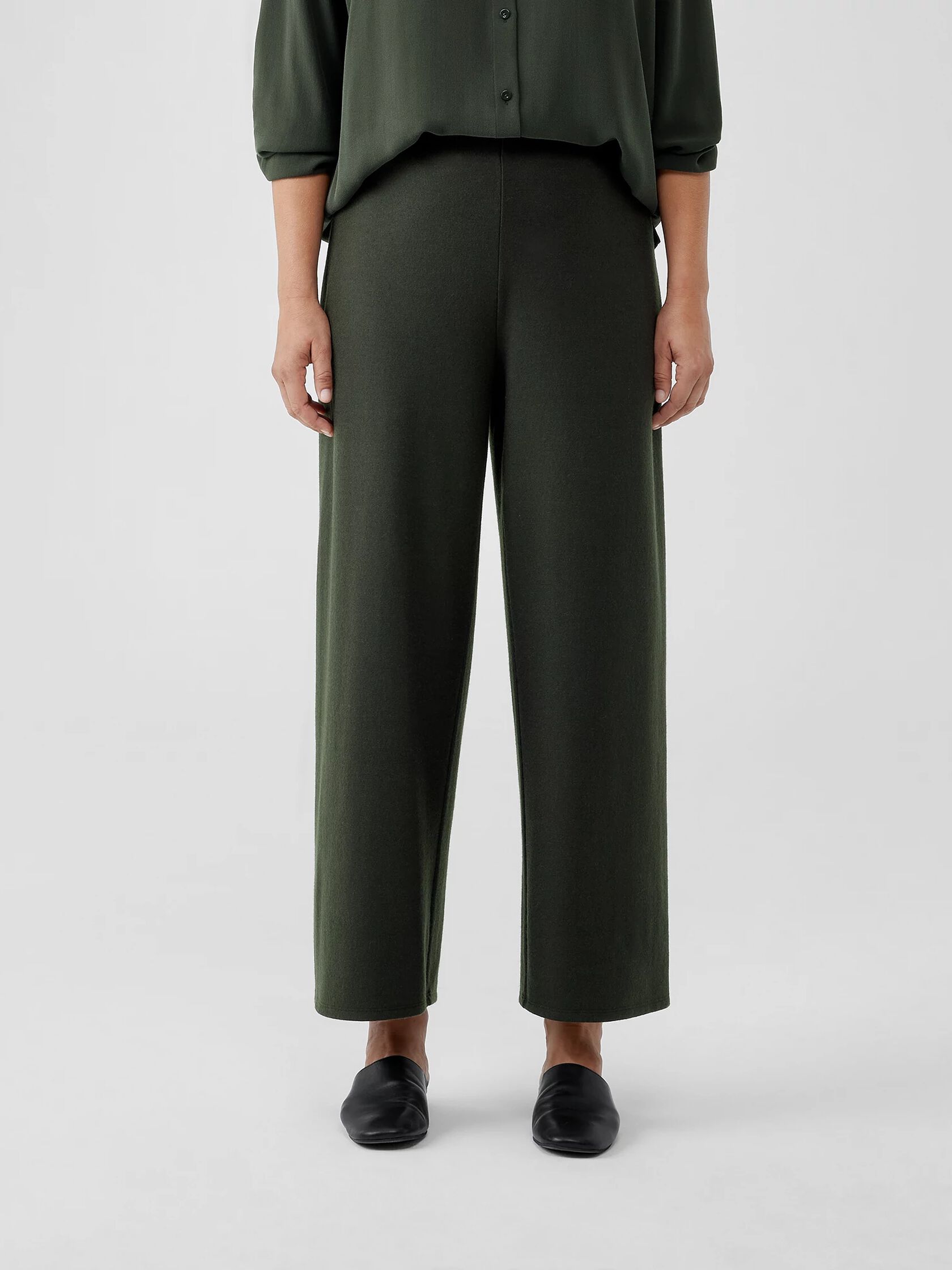 Boiled Wool Jersey Wide-Leg Pant