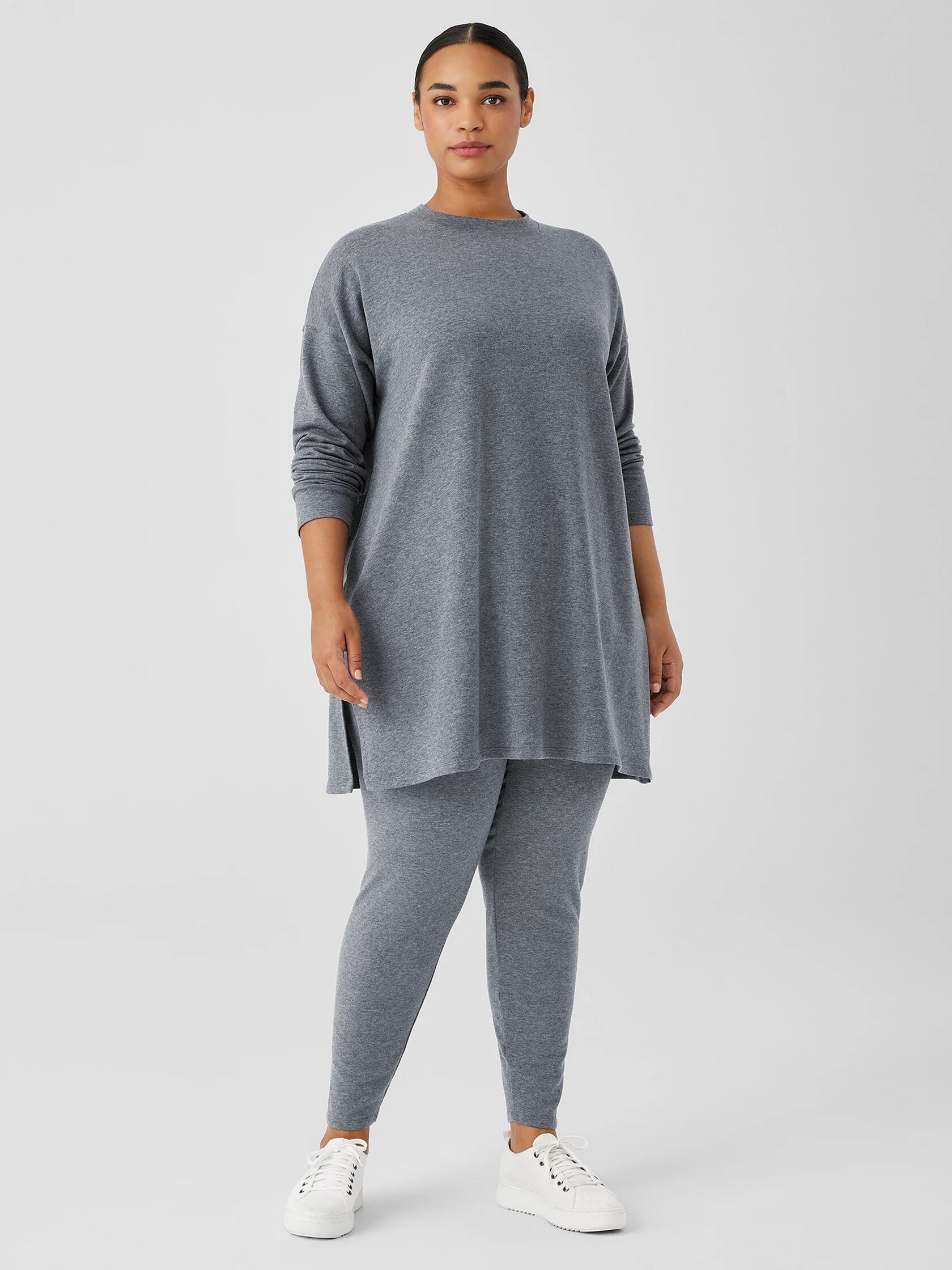 Cozy Brushed Terry Hug Crew Neck Long Top