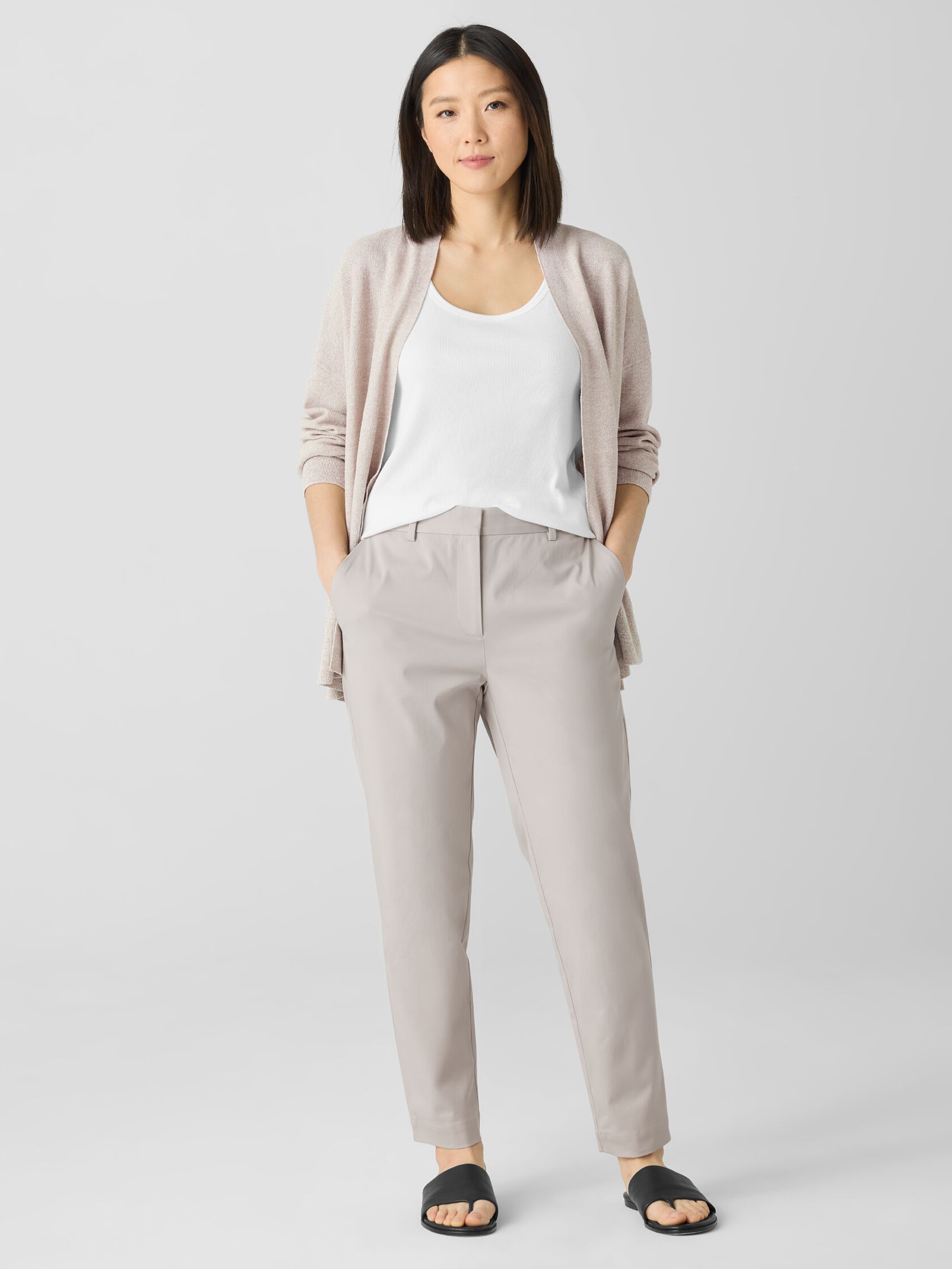 Stretch Cotton Twill Tapered Trouser Pant