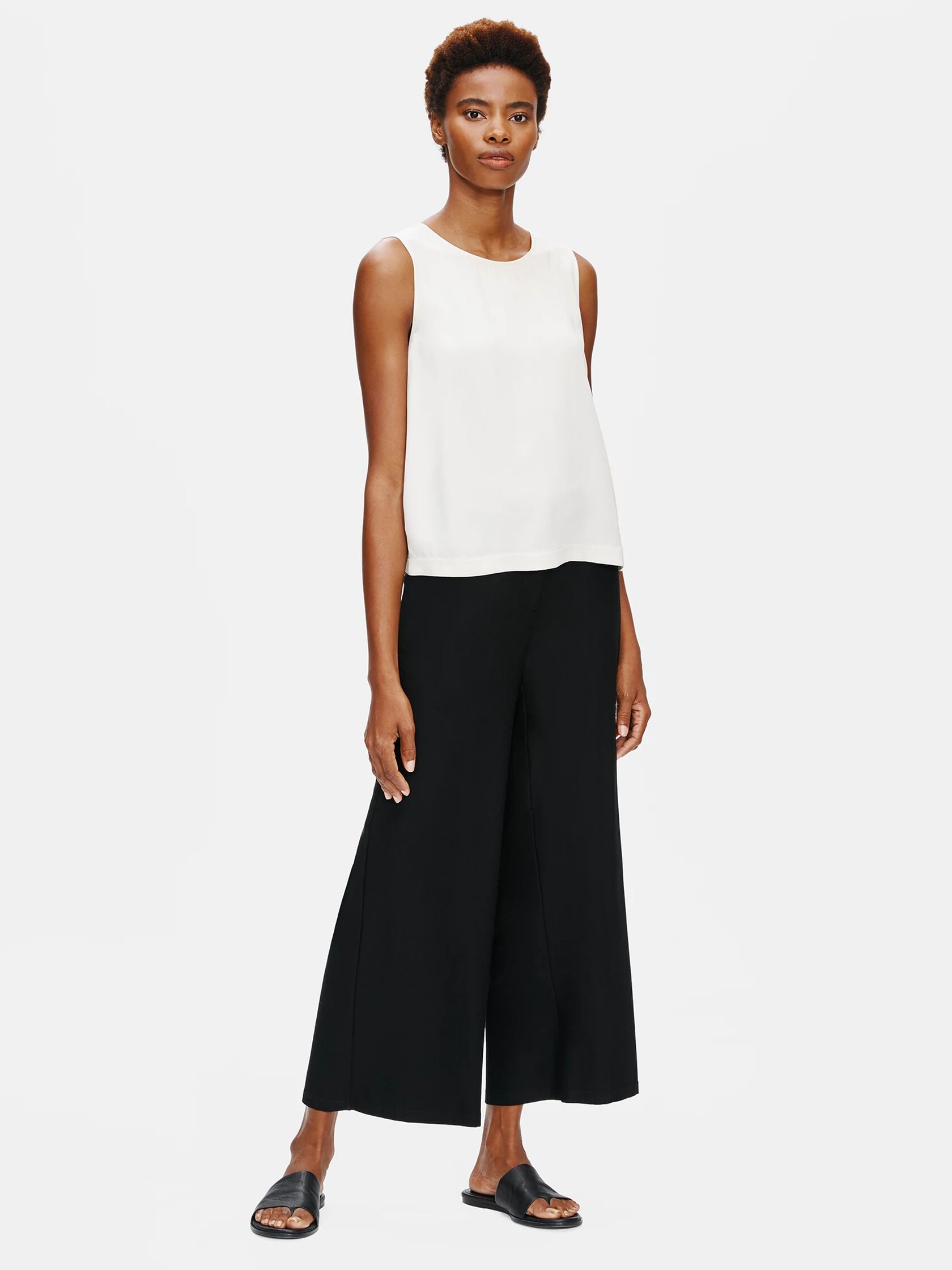 System Silk Georgette Crepe Boxy Shell | EILEEN FISHER