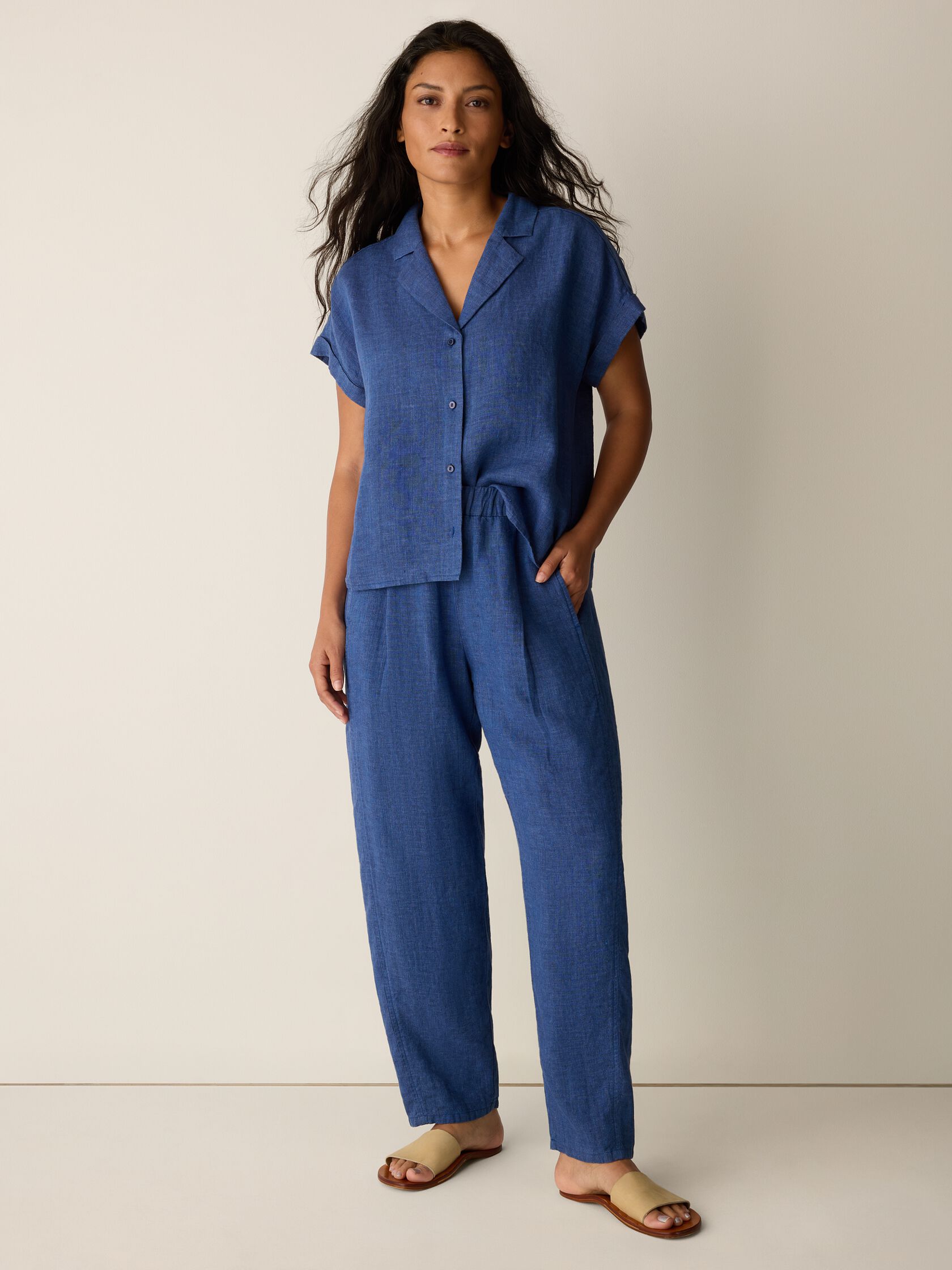 Washed Organic Linen D&eacute;lav&eacute; Lantern Pant