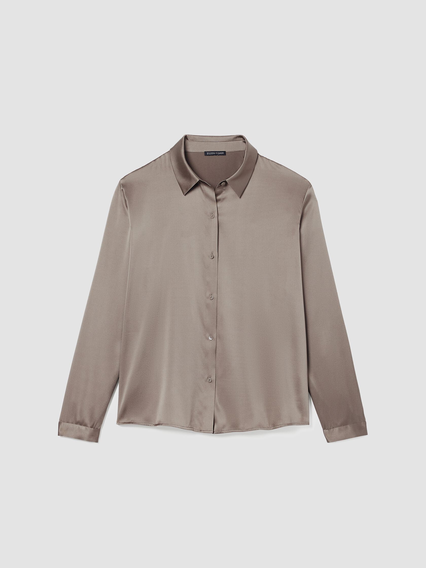 Stretch Silk Charmeuse Classic Collar Shirt
