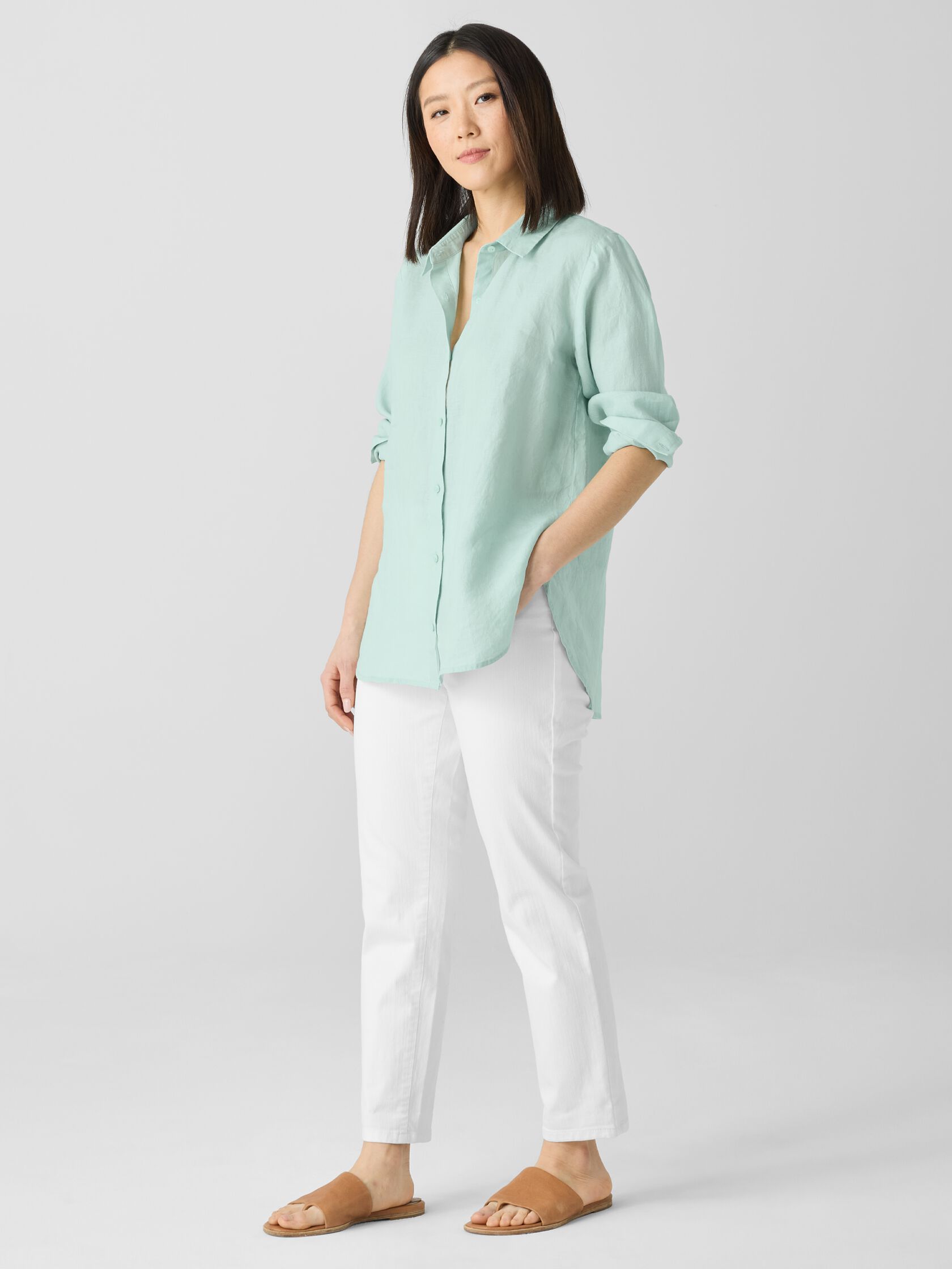 Organic Handkerchief Linen Classic Collar Shirt