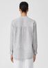 Crinkled Organic Linen Stripe Mandarin Collar Long Shirt