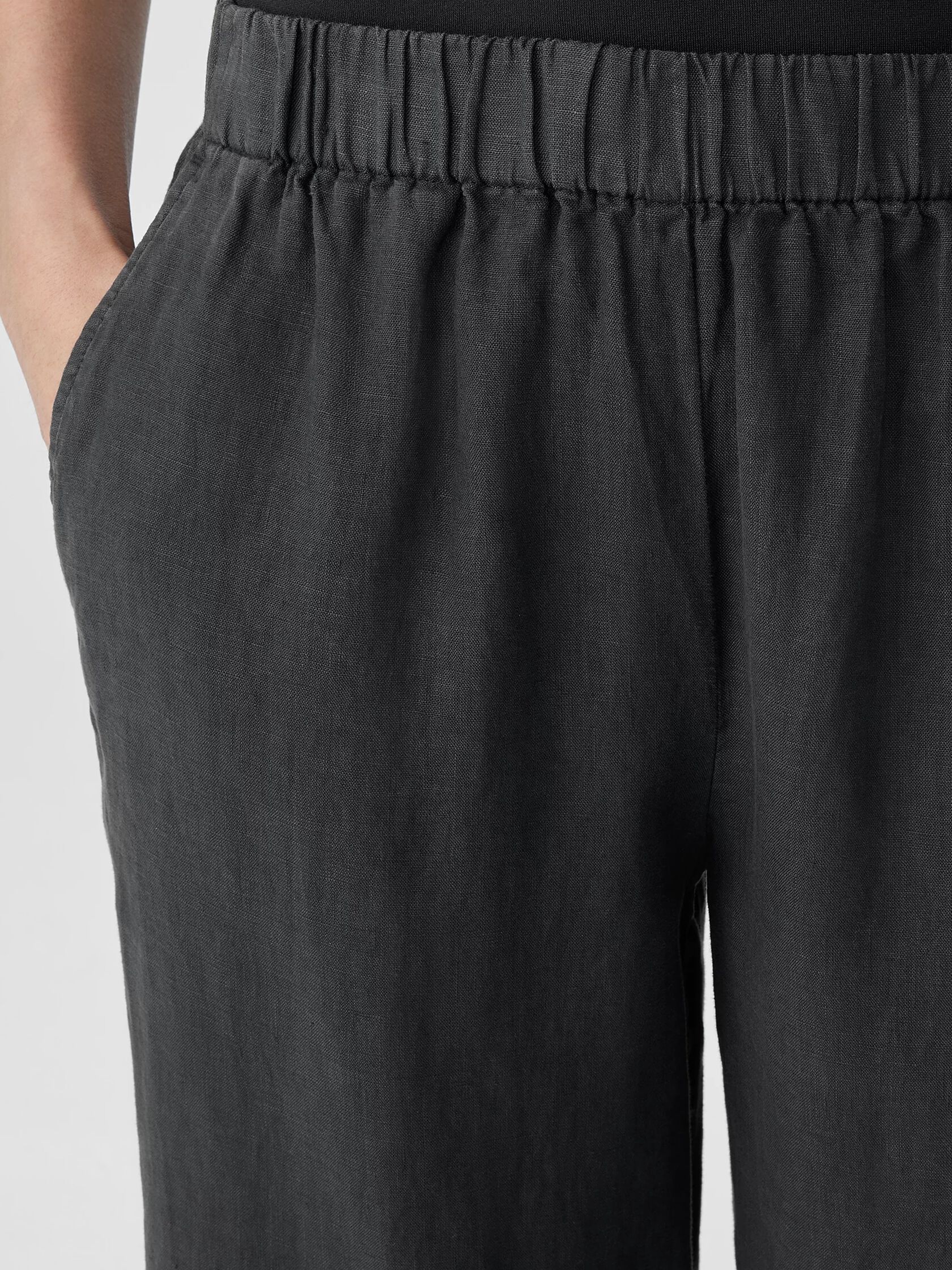 Garment-Dyed Organic Linen Wide-Leg Pant