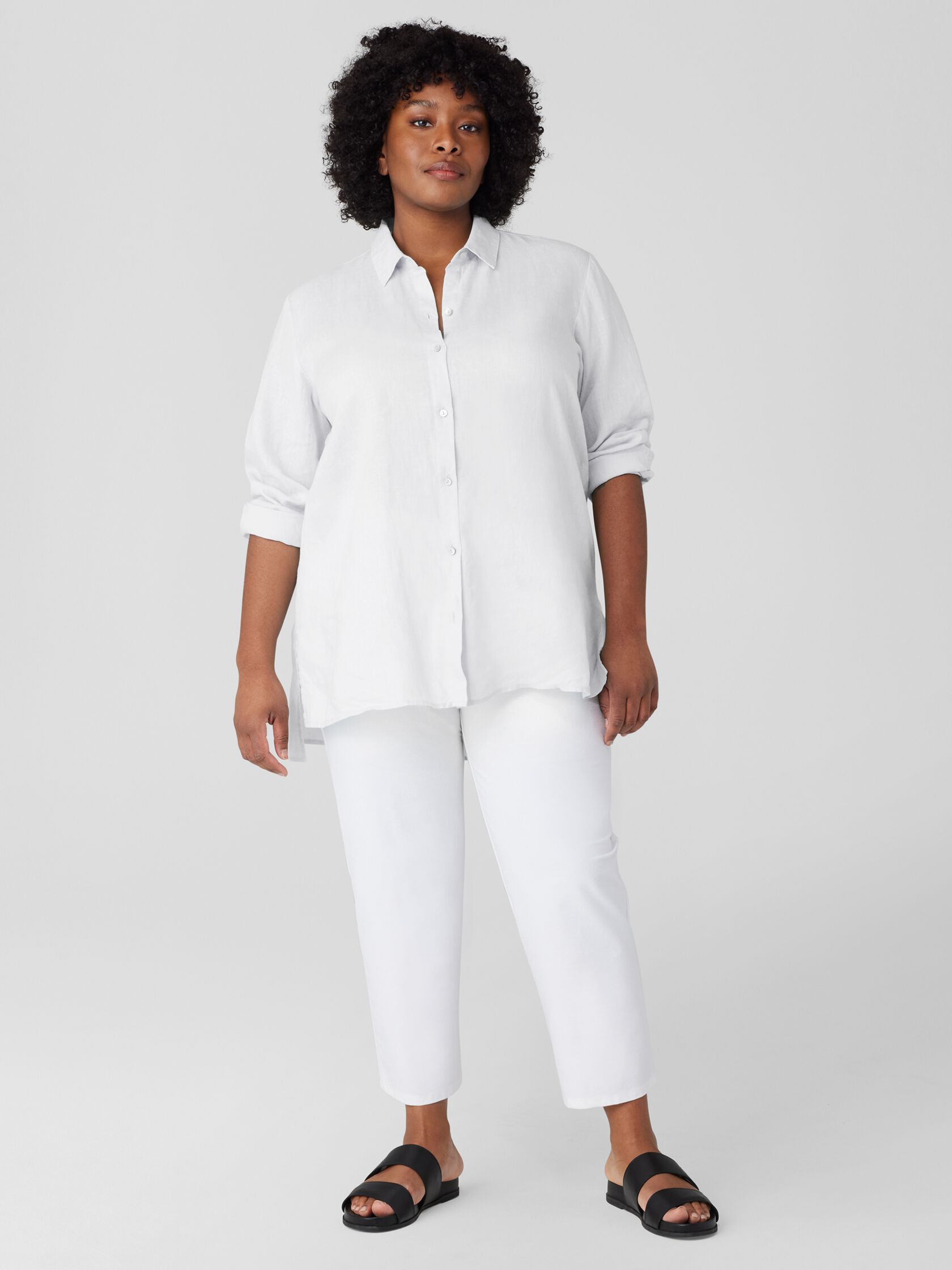 Handkerchief Linen Classic Collar Shirt | EILEEN FISHER