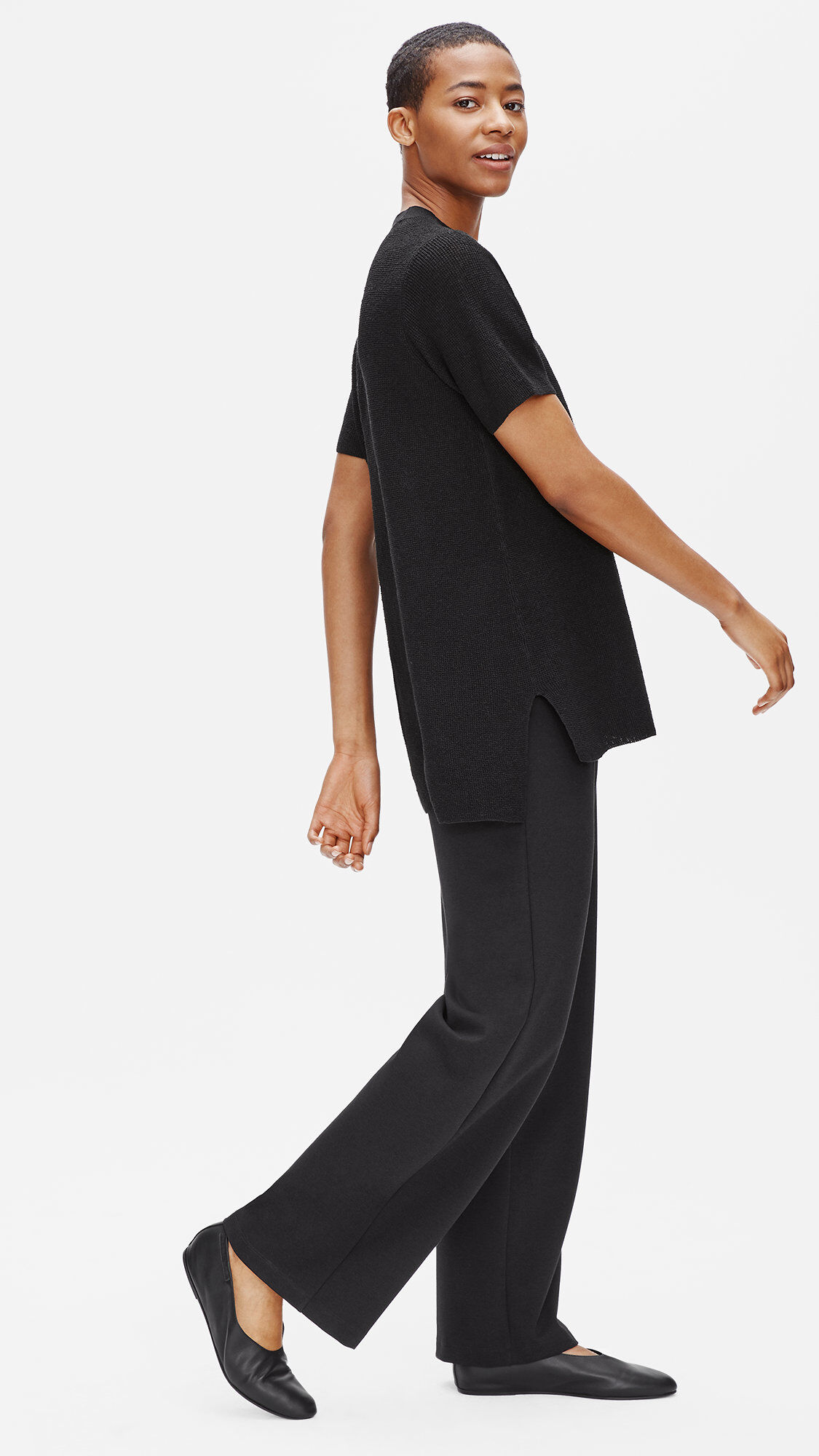 Organic Linen Crepe Stretch Mock Neck Tunic