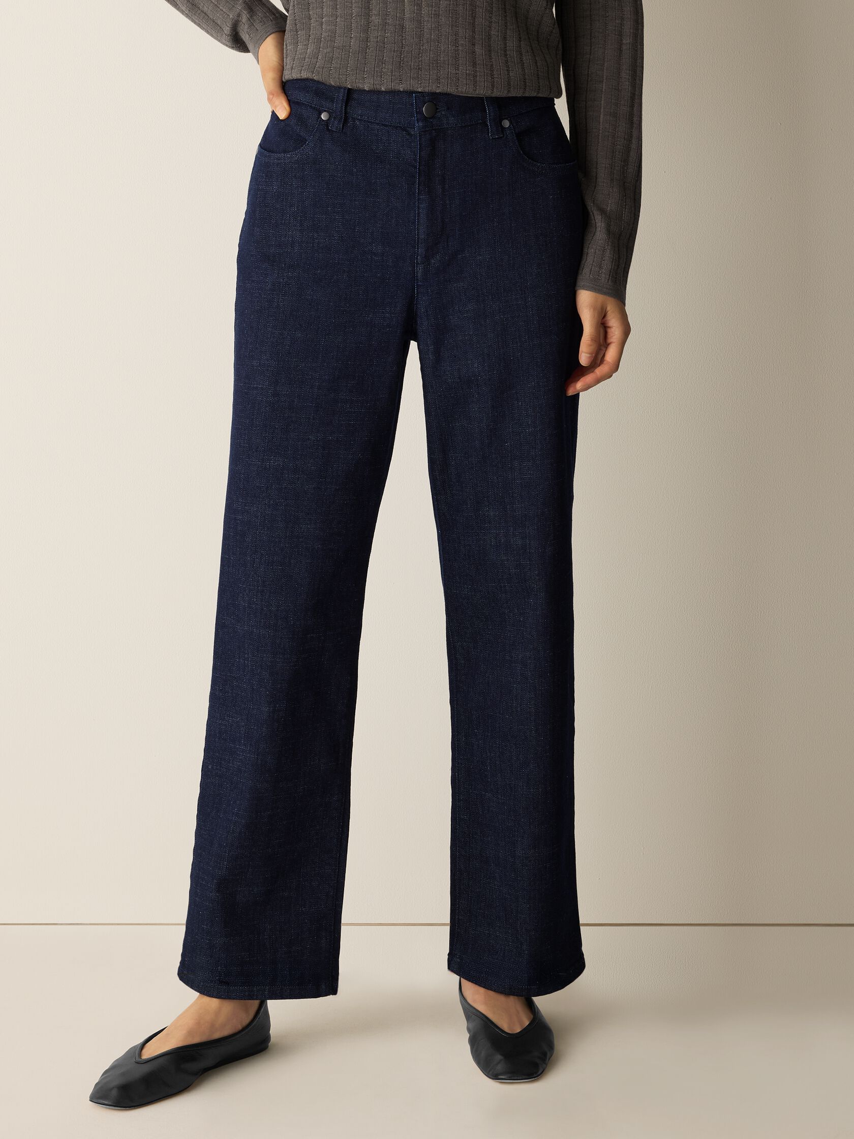 Cotton Stretch Denim Straight Jean