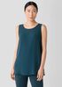 Silk Georgette Crepe Ballet Neck Long Tank