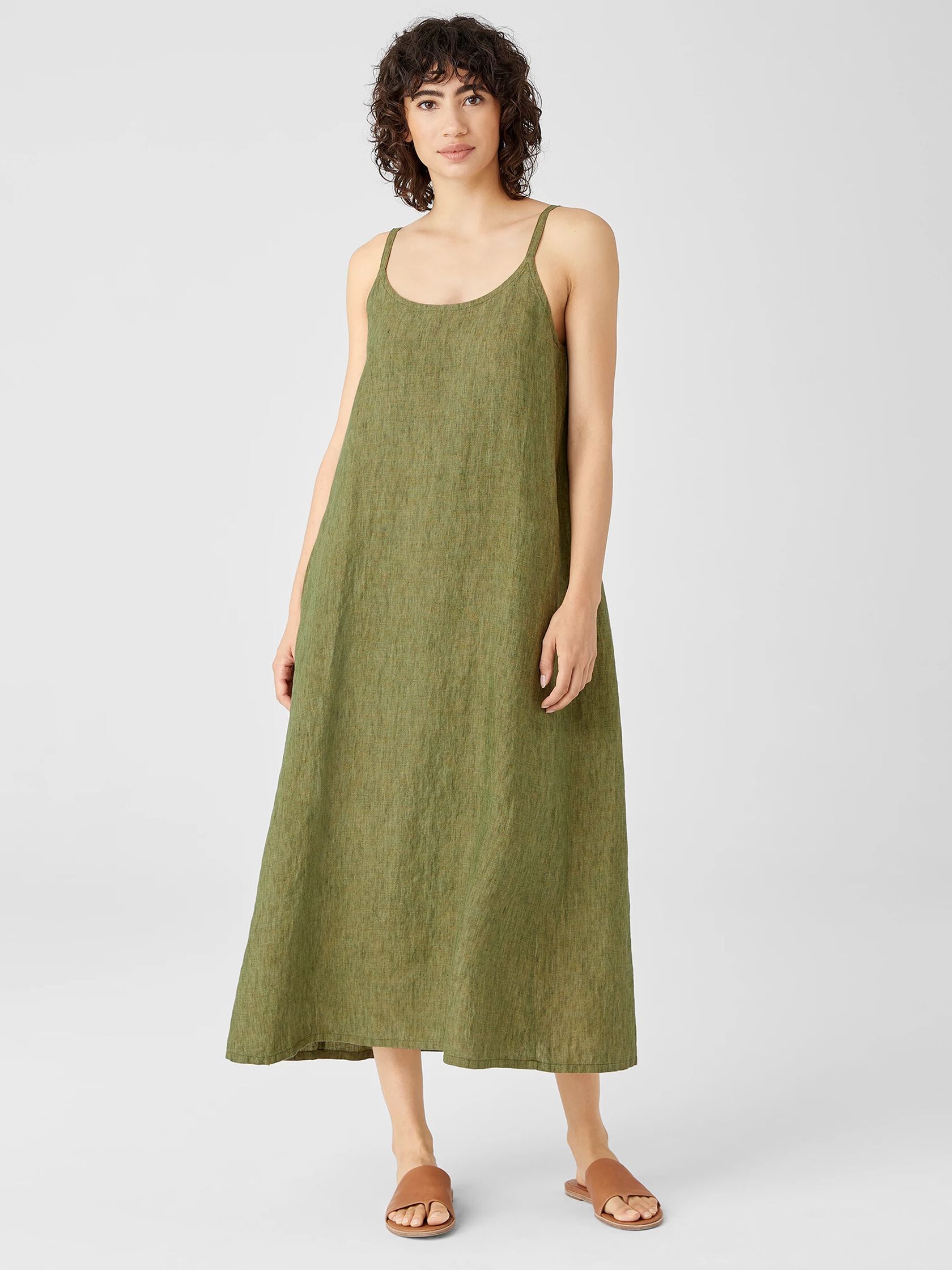 Washed Organic Linen Delave Cami Dress