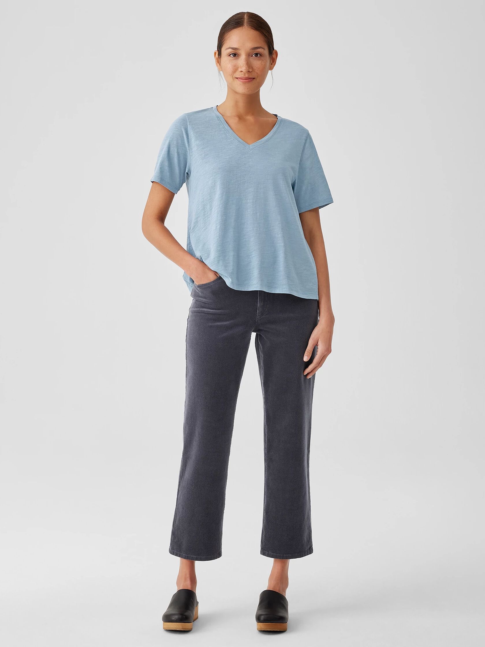 Organic Cotton Slub V-Neck Tee