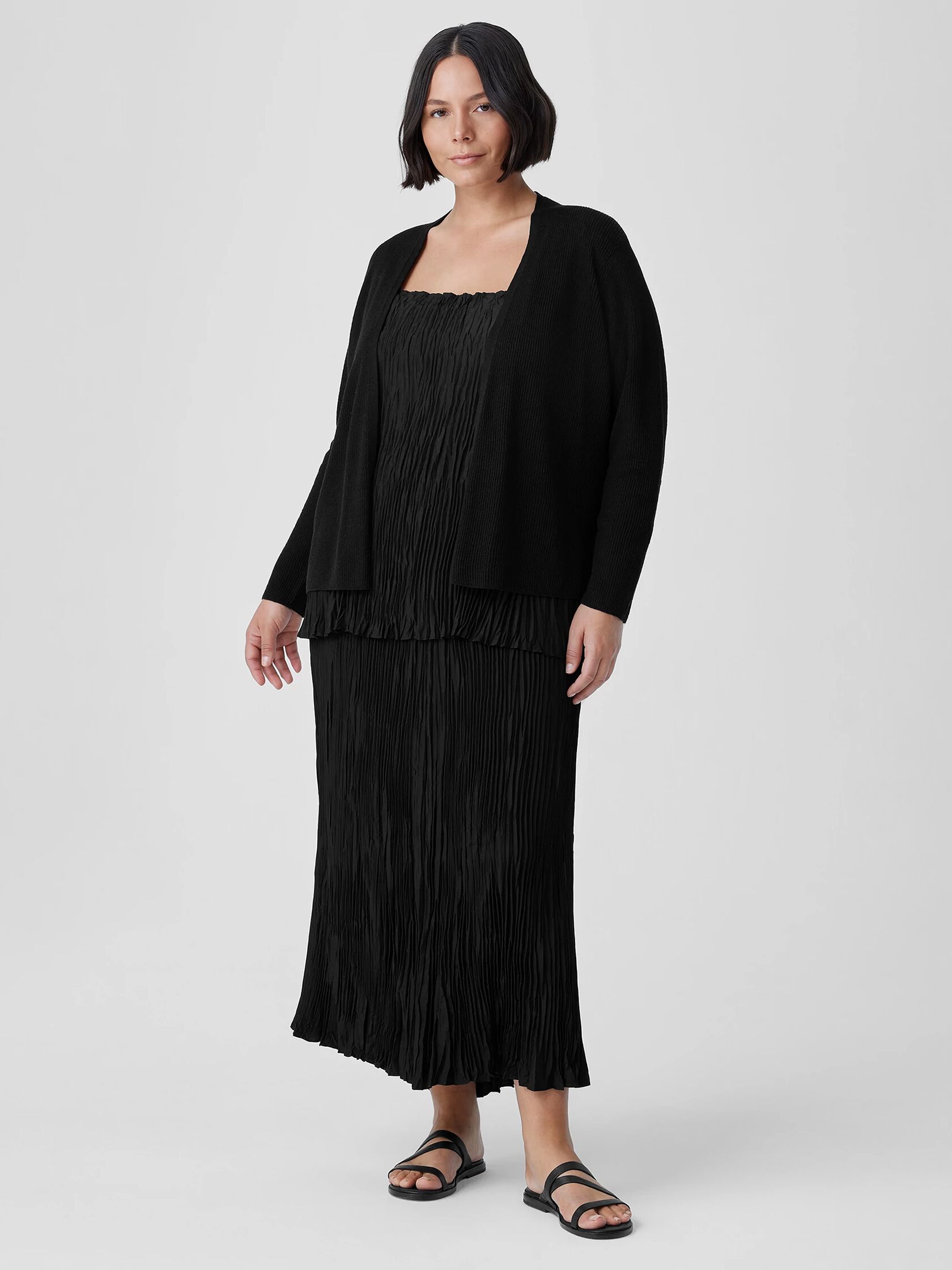 Organic Linen Cotton Airy Tuck Cropped Cardigan