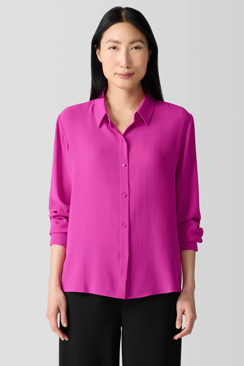 Silk Georgette Crepe Classic Collar Shirt Silk Georgette Crepe Classic Collar Shirt
