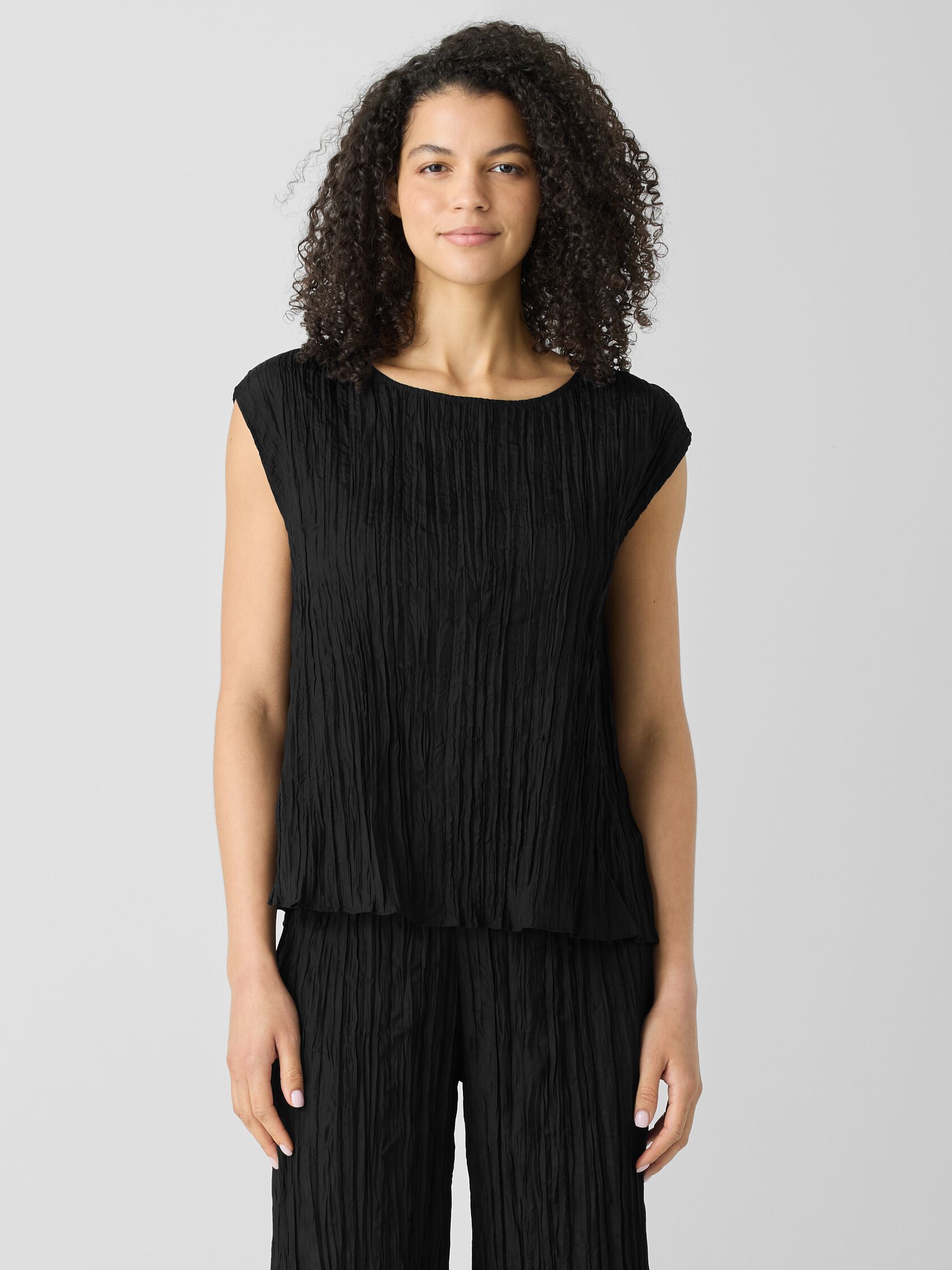 Crushed Silk Ballet Neck Top