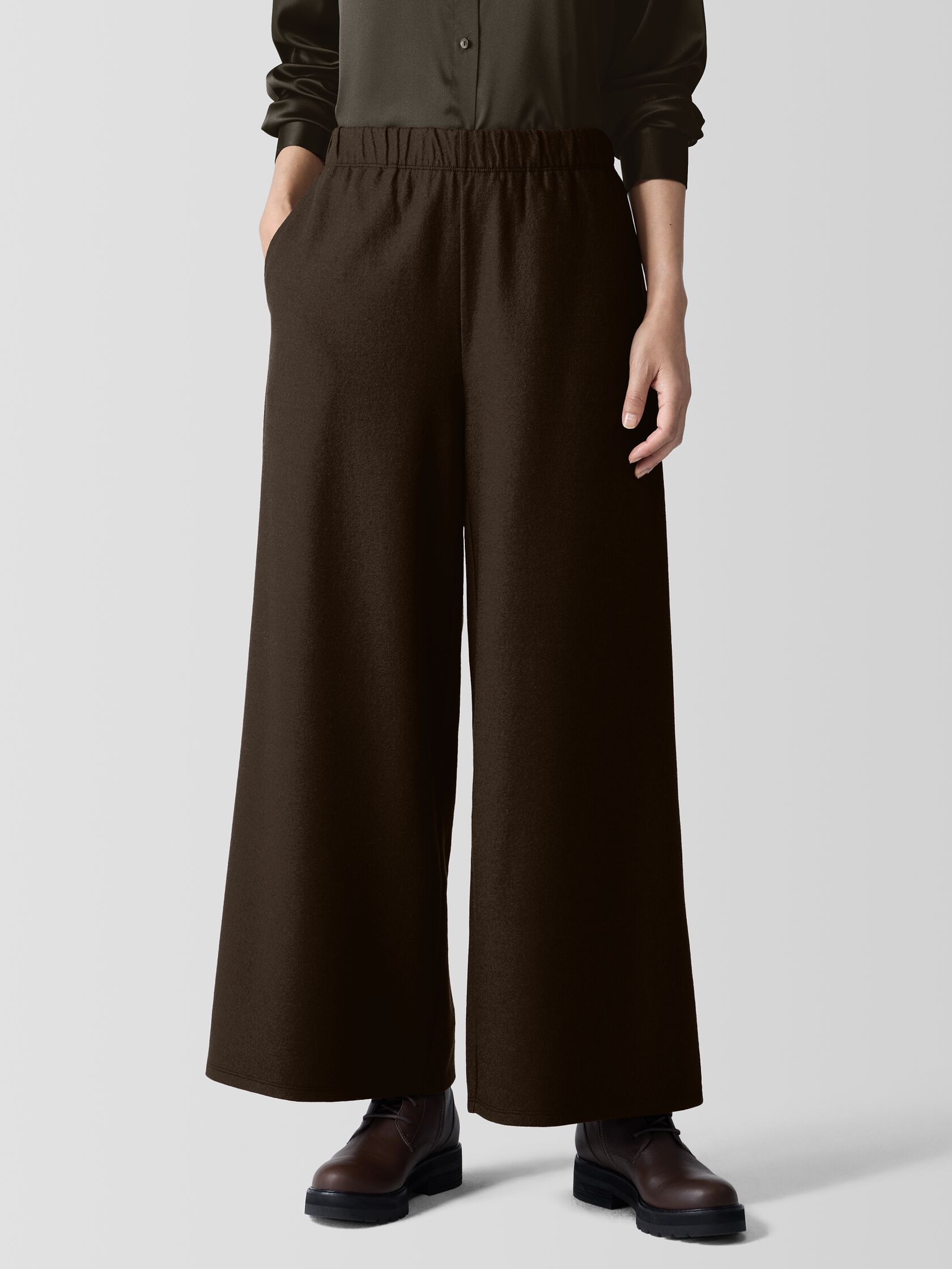 Felted Wool Jersey Wide-Leg Pant in Regenerative Wool