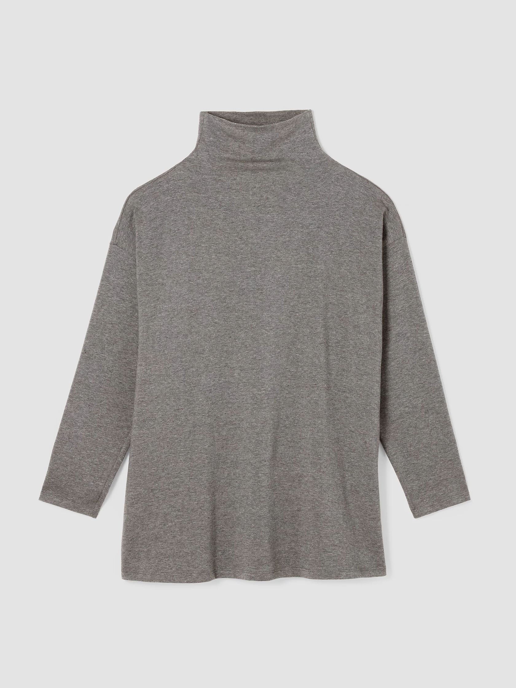 Cozy Brushed Terry Hug Funnel Neck Top EILEEN FISHER